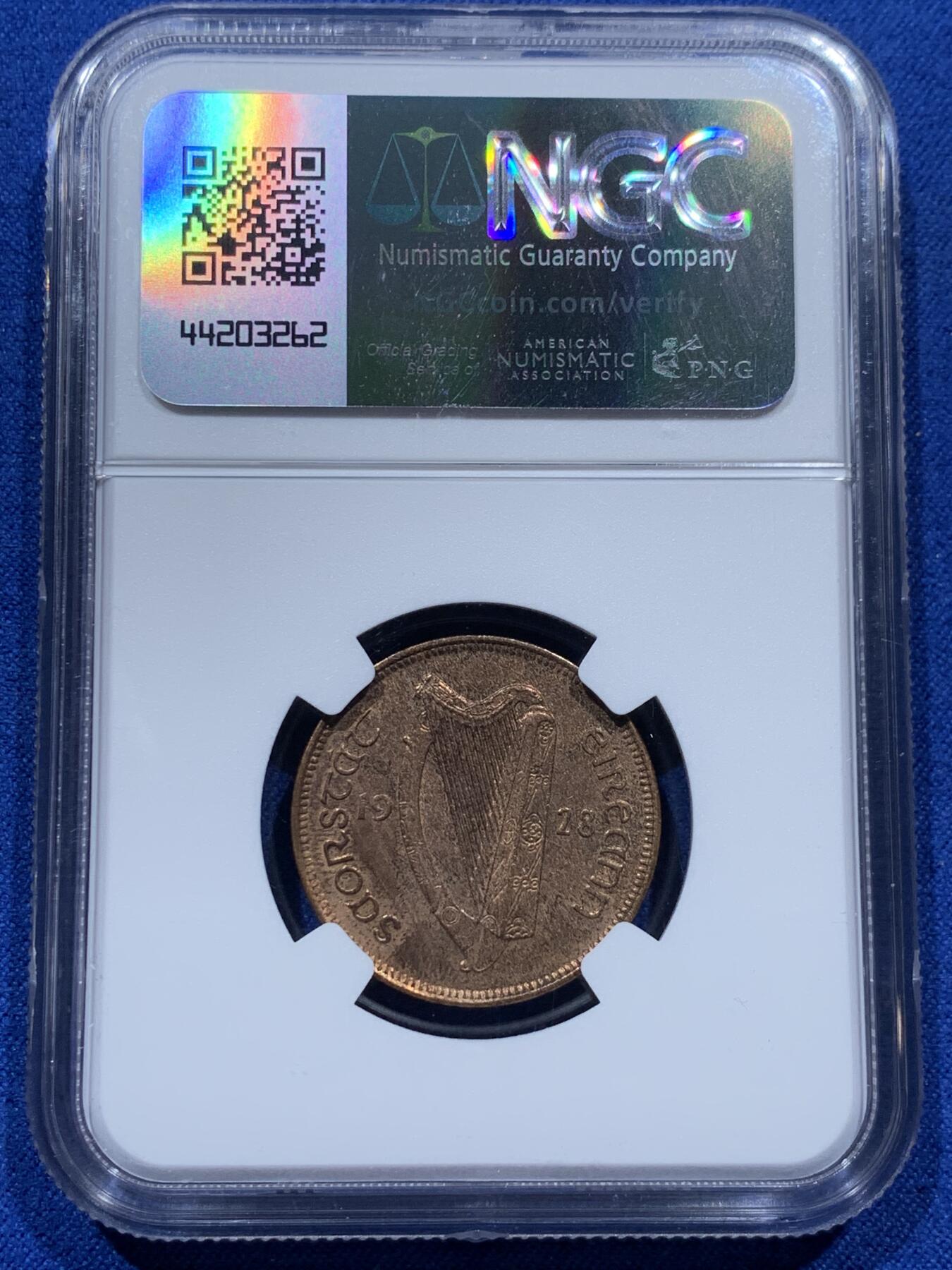《竞宝斋》第347场 周日，周一，周二  3场连拍 （全场包邮） NGC MS2-64 爱尔兰 1928年 自由邦首版动物八枚套 三银二镍三铜