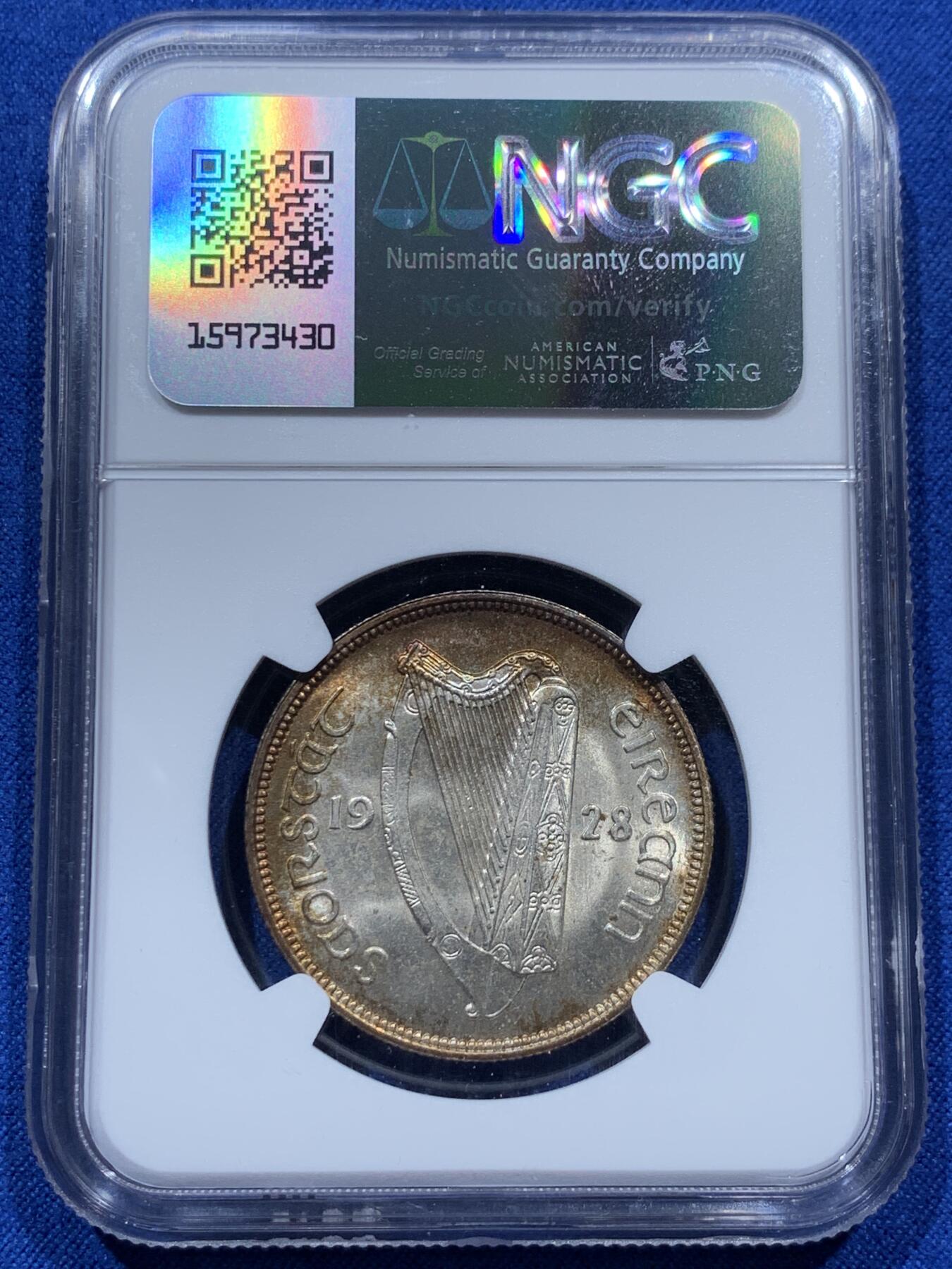 《竞宝斋》第347场 周日，周一，周二  3场连拍 （全场包邮） NGC MS2-64 爱尔兰 1928年 自由邦首版动物八枚套 三银二镍三铜