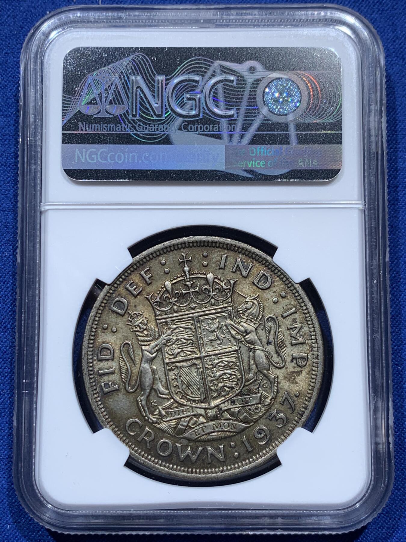 《竞宝斋》第347场 周日，周一，周二  3场连拍 （全场包邮） NGC MS64 英国1937年乔治六世登基克朗银币