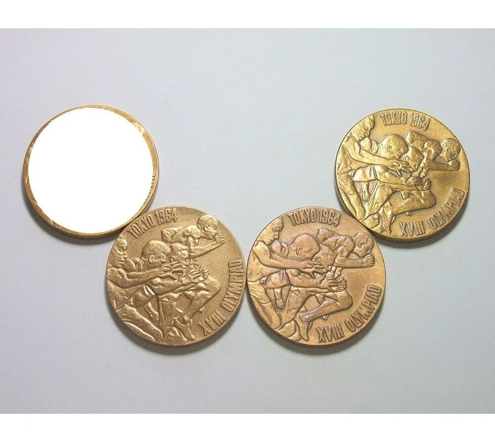 单枚价 日本1964年东京奥运会五环 短跑百米飞人高浮雕铜章 30MM