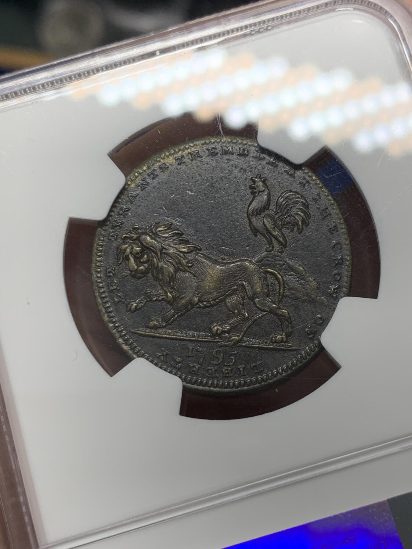 《竞宝斋》第347场 周日，周一，周二  3场连拍 （全场包邮） NGC AUD 英国1795年1/2便士代用币