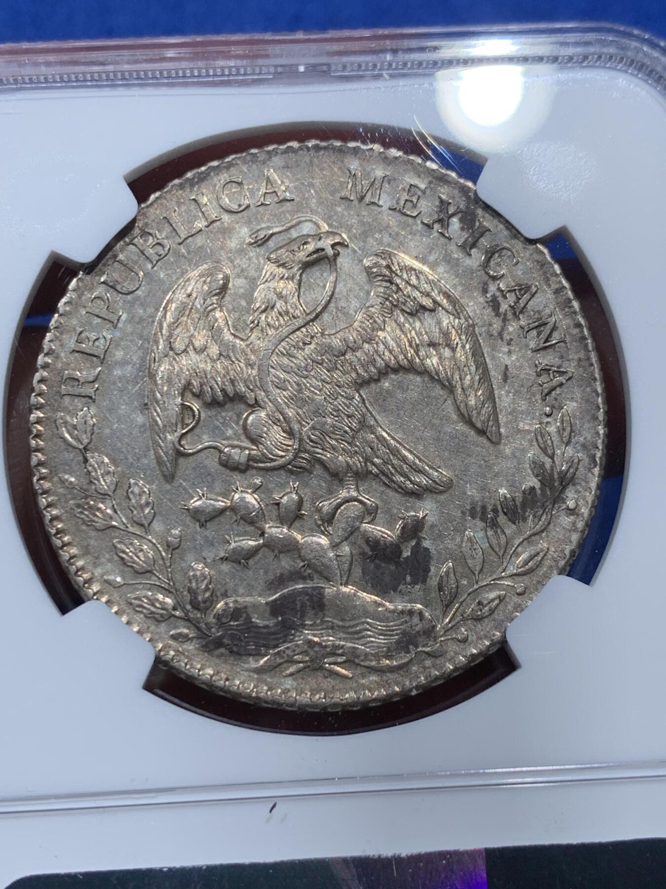 《竞宝斋》第347场 周日，周一，周二  3场连拍 （全场包邮） NGC MS61 墨西哥 1883年 MO MH版 8R鹰洋 银币 深打 光好