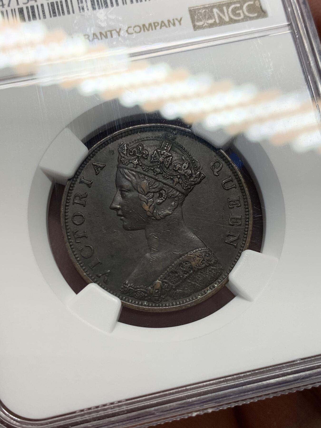 《竞宝斋》第347场 周日，周一，周二  3场连拍 （全场包邮） NGC AU50BN 香港1863年维多利亚一仙 首发年份 超高性价比！MS级别HA拍卖1000美元起！