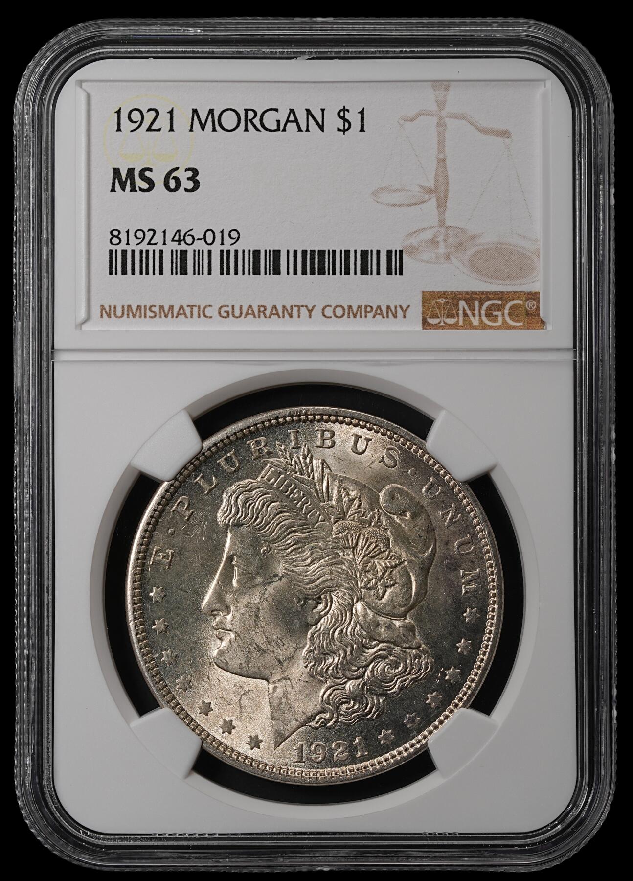 修遠堂世界钱币第五十五期 全场包邮 NGC MS63 1921年美国摩根大银币
