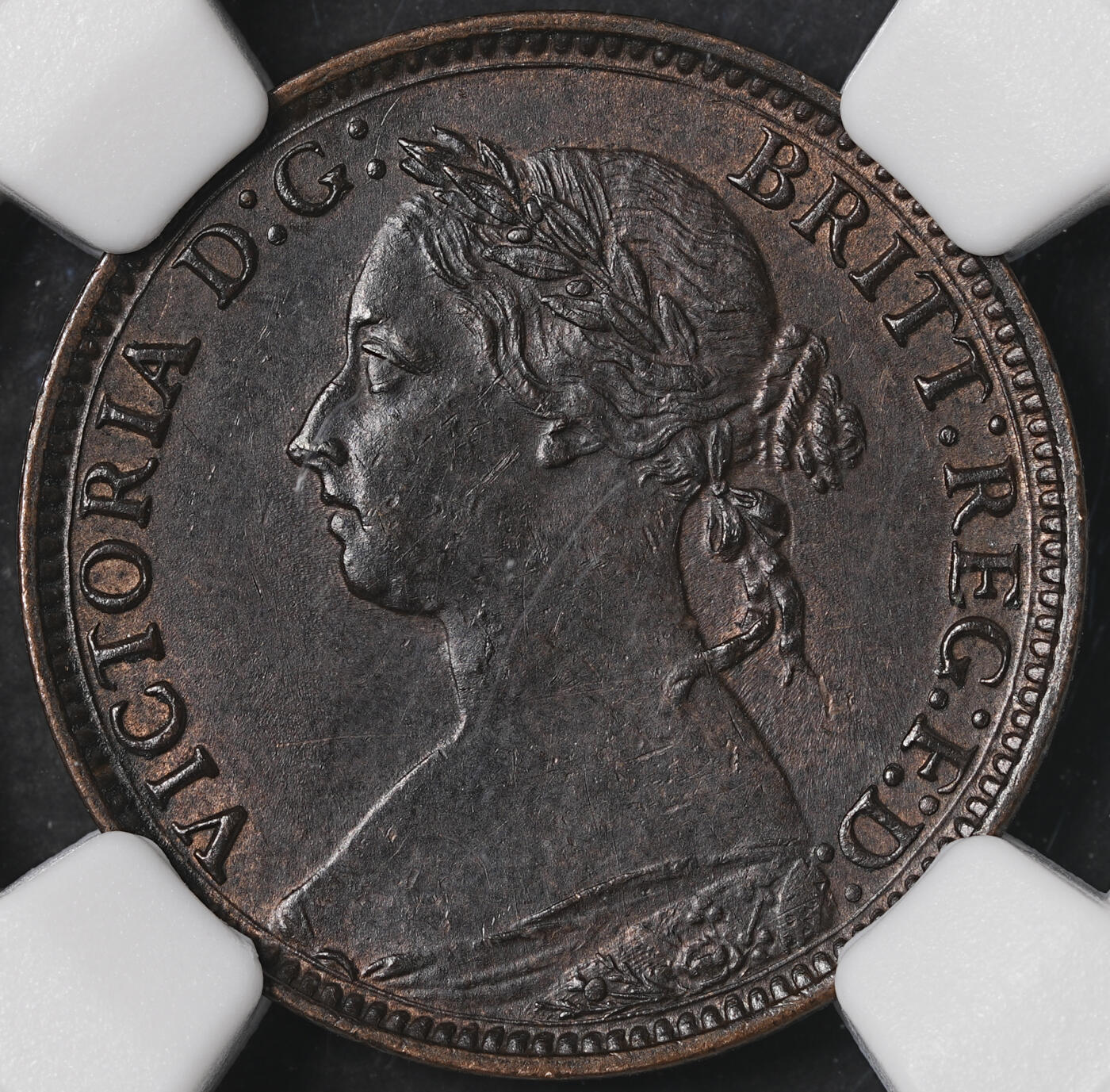 修遠堂世界钱币第五十五期 全场包邮 NGC MS62BN 1881年英国1法新铜币 H喜敦厂 较少见的年份