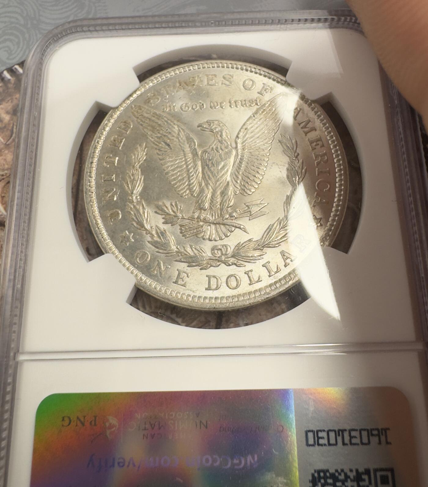 “一元初始，万象更新”新年新铺开张（第3期） 全场免押金出价 NGC-MS63 1921年美国摩根，淡金色黄油包浆，币面银霜