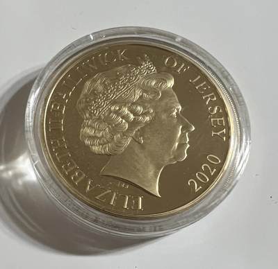 S&S Numismatic世界钱币-拍卖 第126期  泽西岛2020年 阵亡将士纪念日 5英镑镀金精制纪念币 盒证齐全，发行量4950枚