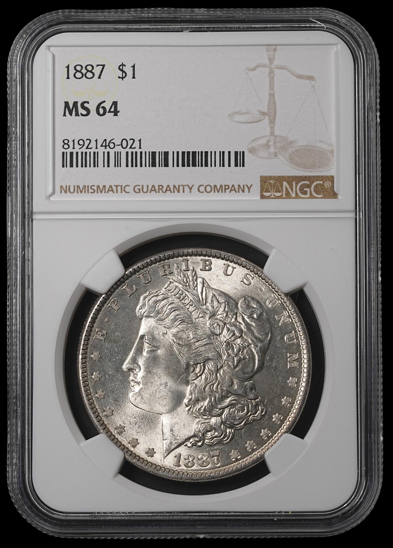 修遠堂世界钱币第五十五期 全场包邮 NGC MS64 1887年美国摩根大银币