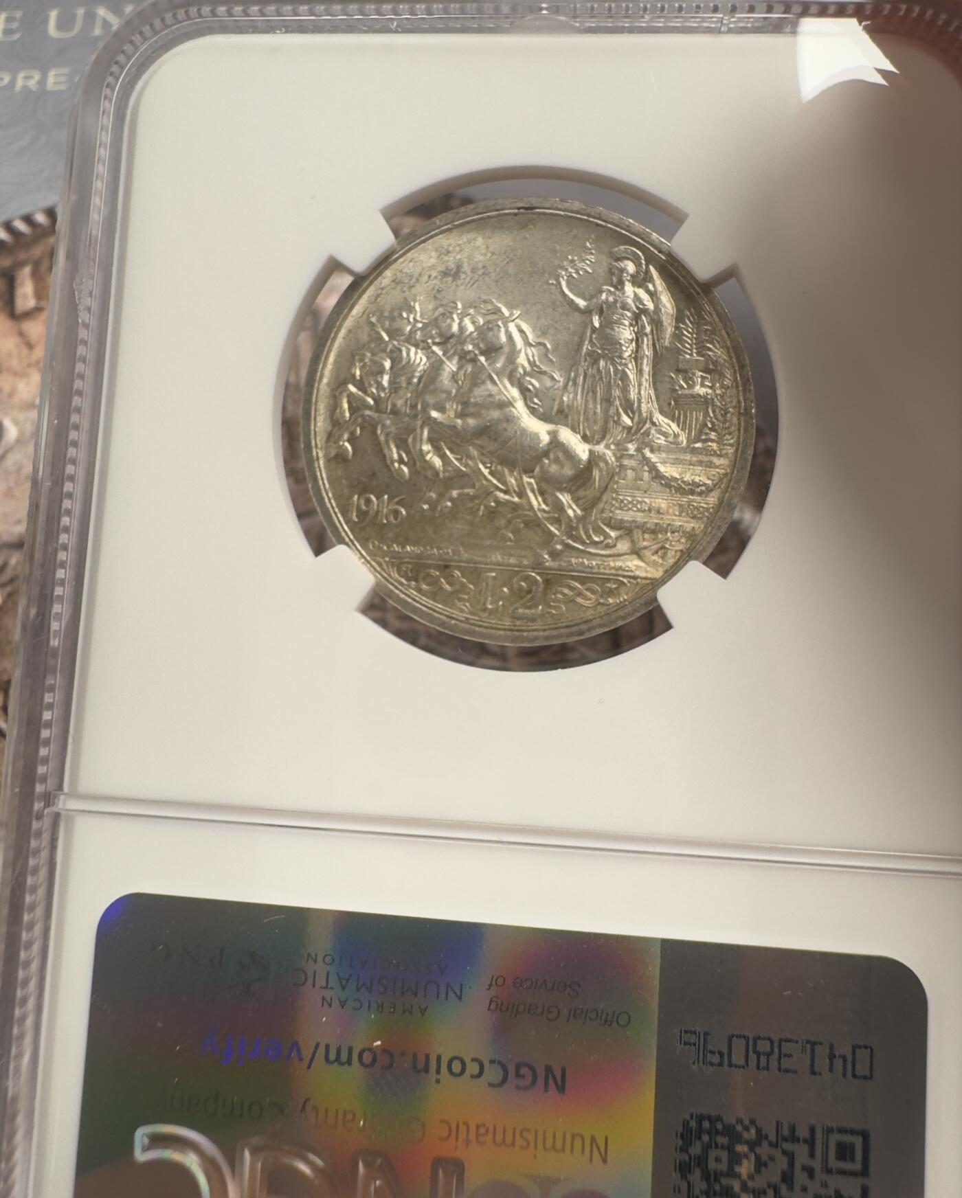 “一元初始，万象更新”新年新铺开张（第3期） 全场免押金出价 NGC-MS63 意大利马车2里拉，背面淡淡五彩包浆