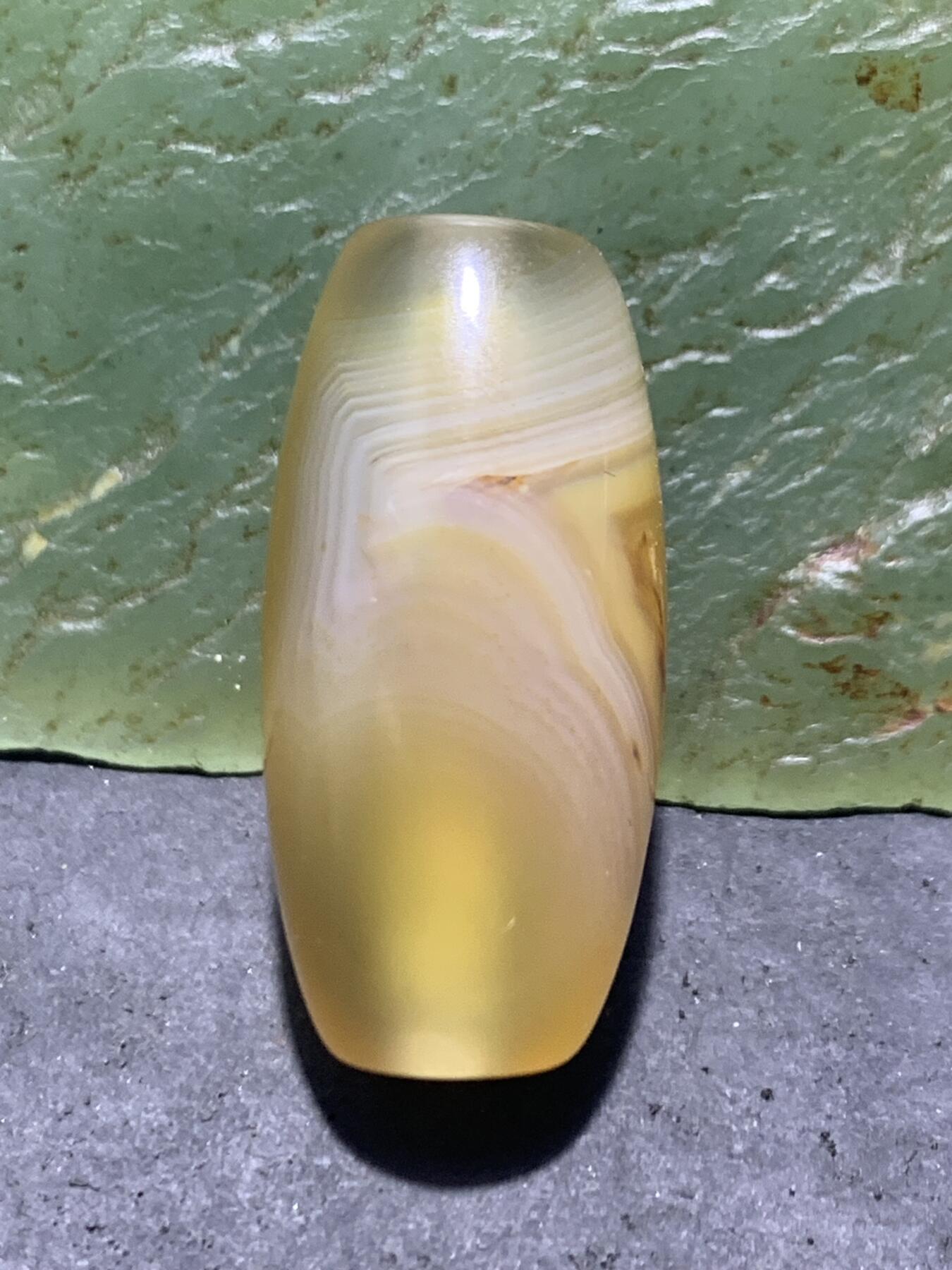 高玉化天眼纹缠丝玛瑙通货随形桶珠一颗