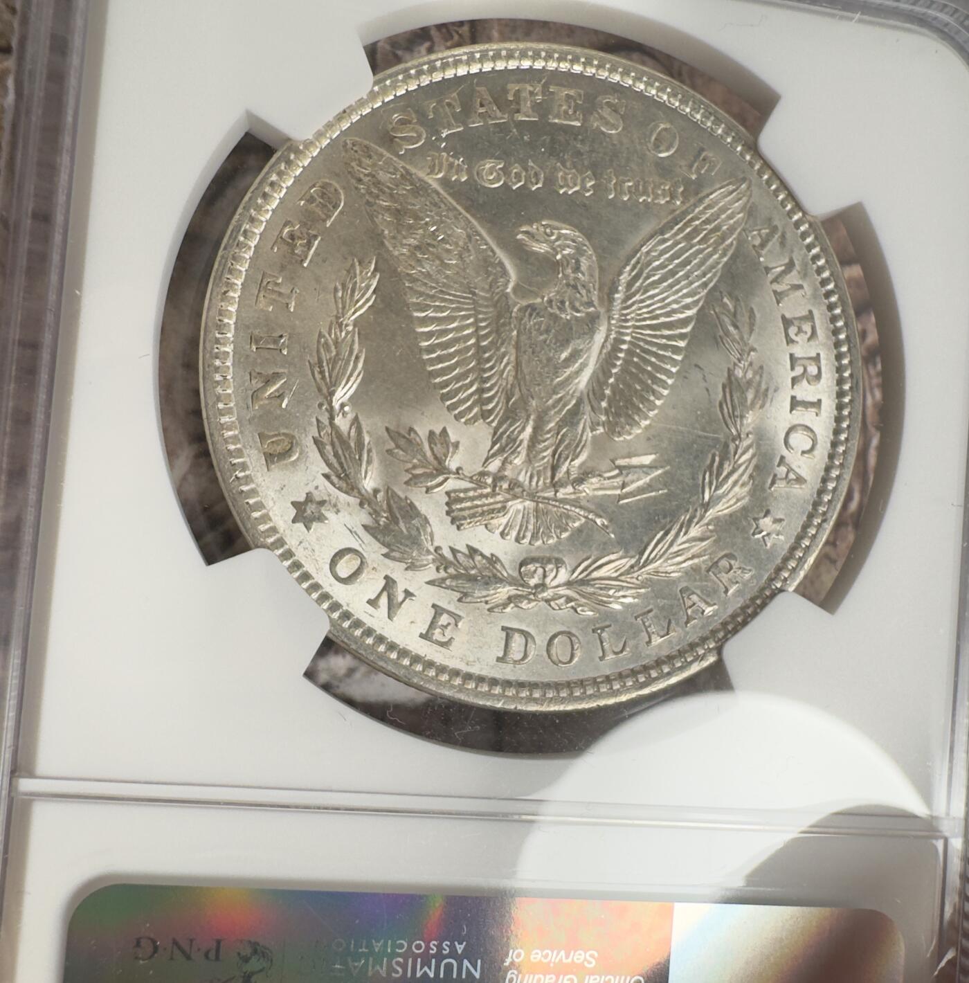 “一元初始，万象更新”新年新铺开张（第3期） 全场免押金出价 NGC-MS63 1921年美国摩根，淡金色黄油包浆，币面银霜