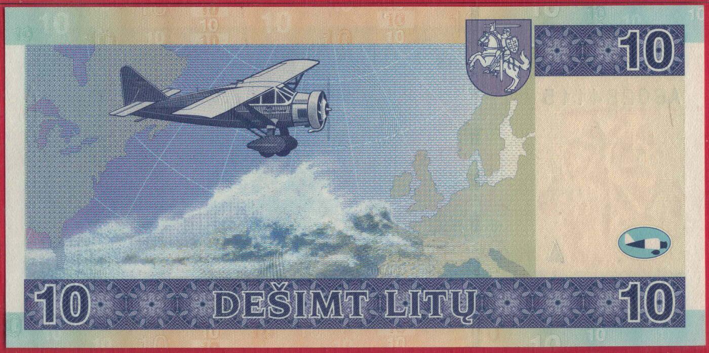立陶宛2001年10立特 P-65 亚军分 欧洲纸币 实物图 UNC