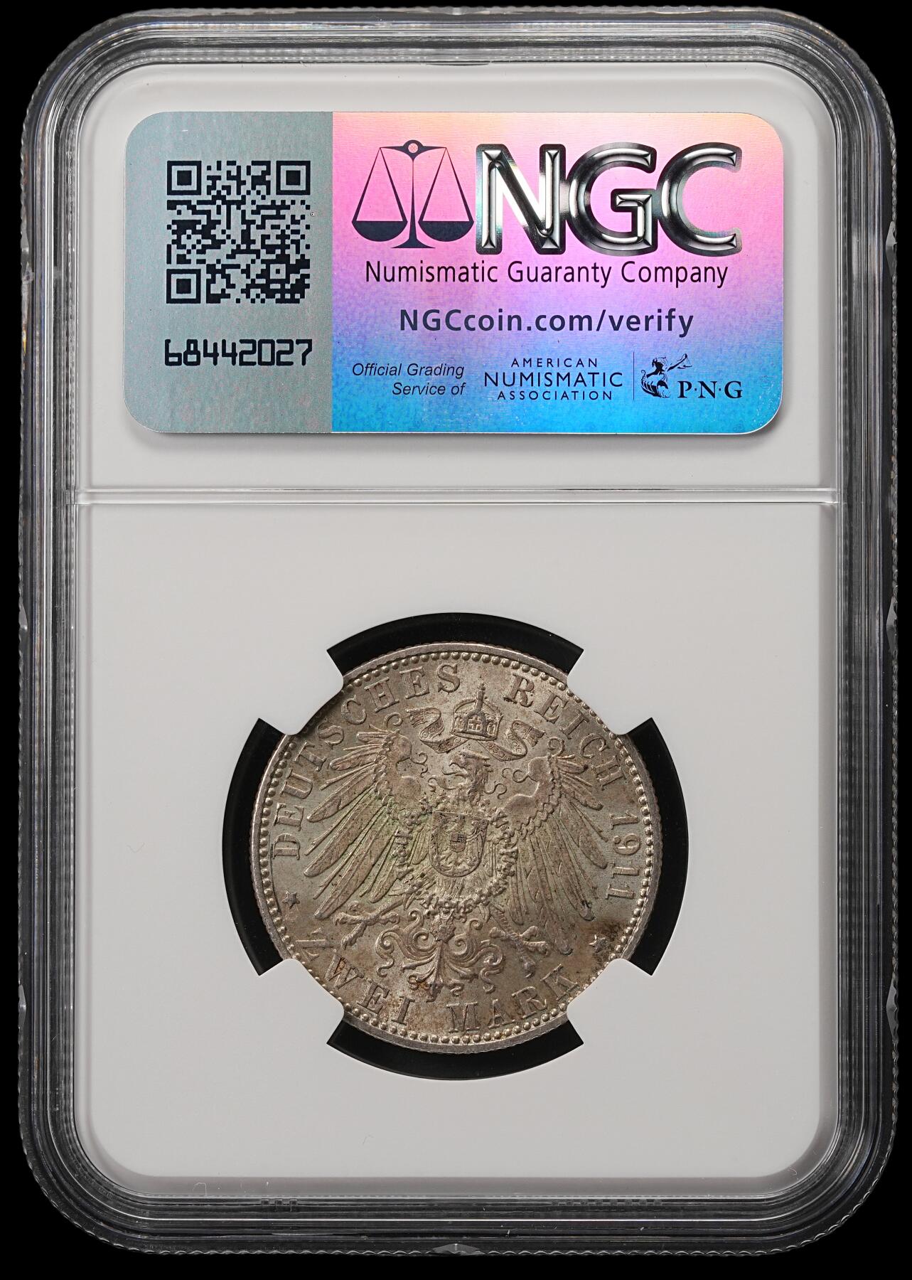 修遠堂世界钱币第五十五期 全场包邮 NGC MS63 1911年巴伐利亚摄政王90大寿纪念2马克银币