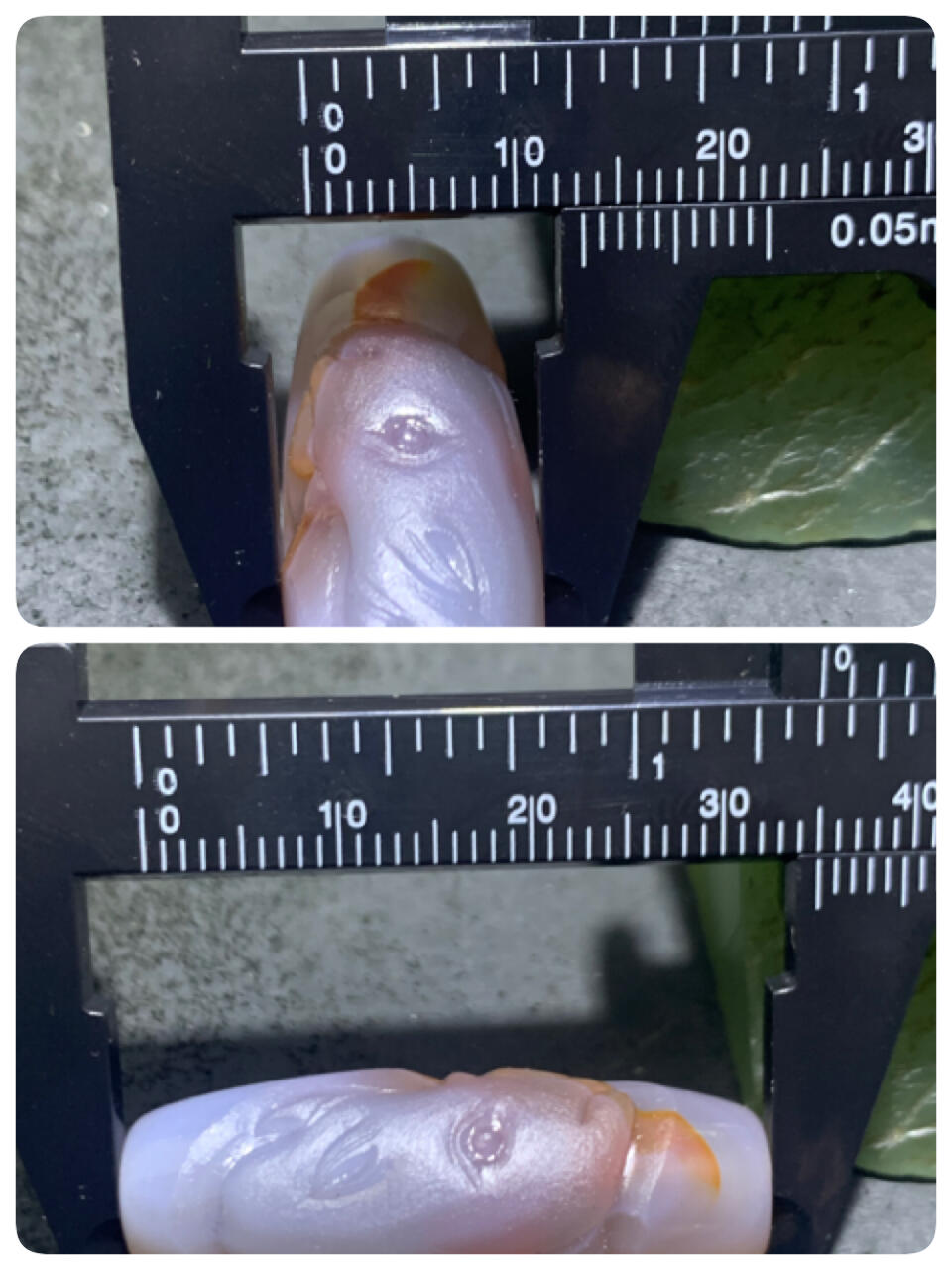 精美亚光高玉化巴西玛瑙手工俏色巧雕犀 牛桶珠一个！