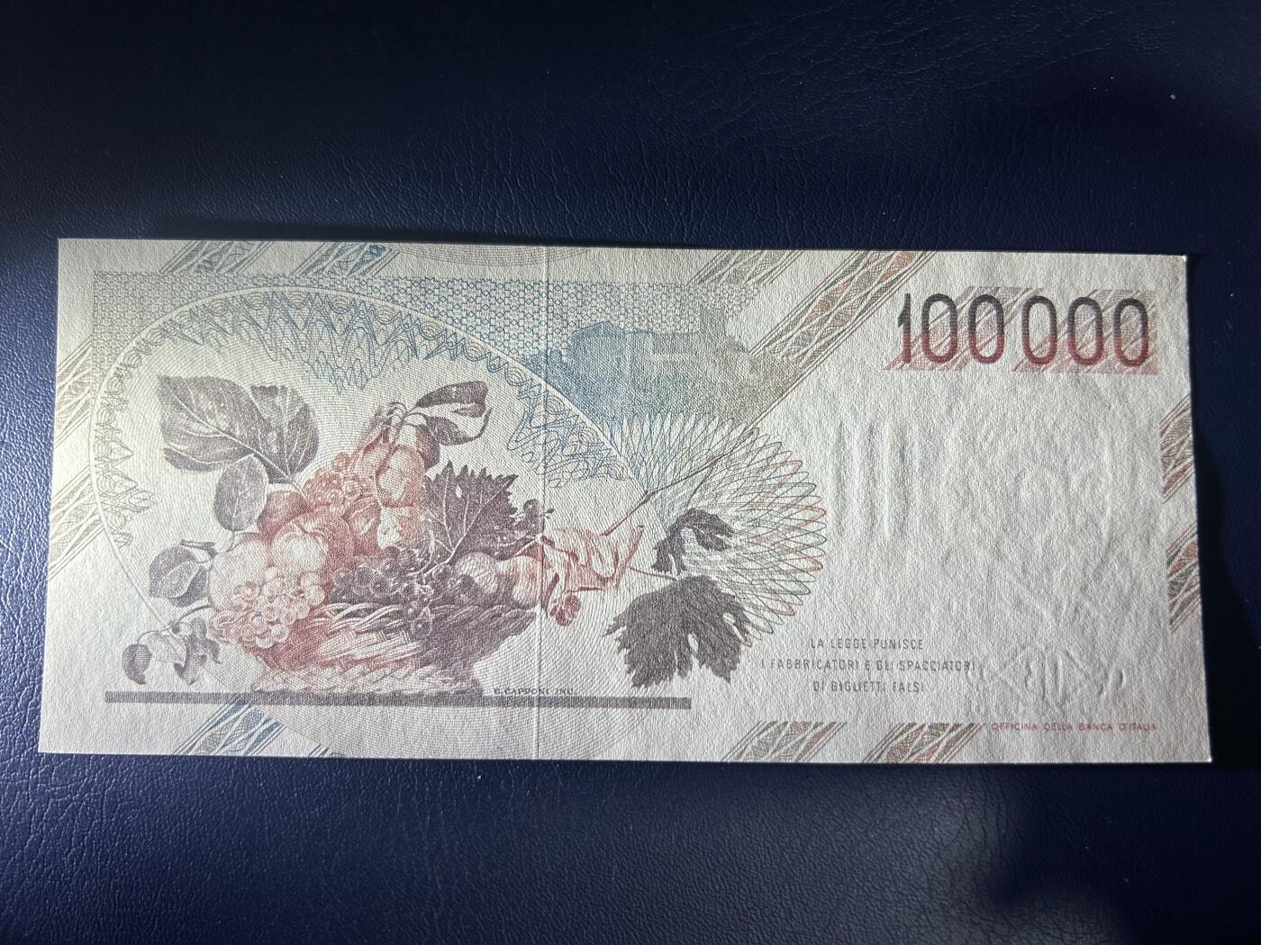 收藏联盟Quantum Auction 第406期拍卖 @征集拍品 长期供货可享分佣福利 意大利100000里拉1983年卡拉瓦乔  有道折见图