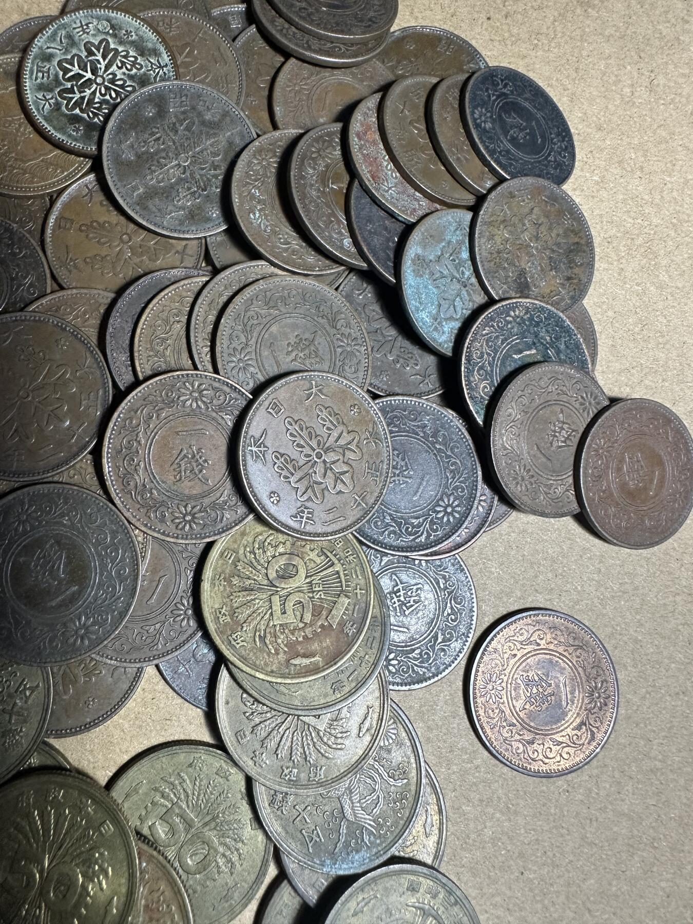 无佣金！月中专场！章，世界钱币（有新增10项！无底价拍） 补加01号，单风五十钱44枚+一钱66枚，110枚