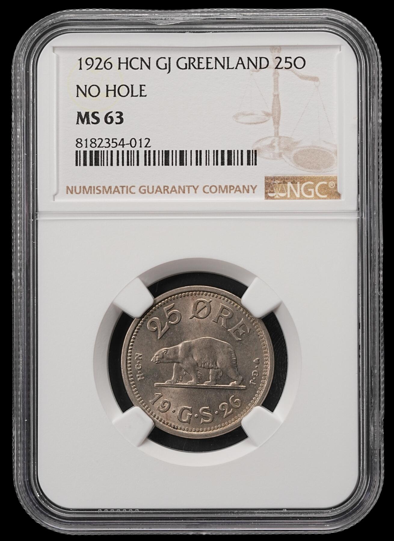 修遠堂世界钱币第五十五期 全场包邮 NGC MS63 1926年格陵兰25欧尔