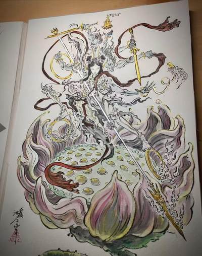 阳大大卡牌超级大甩拍第35期（固定周五晚上八点截拍，持续收拍品，进群福利早知道） - 【A4原画】启读文化 沈鑫 封神 哪吒  拿到海外展览的作品 细节满满 张力十足  可谓最经典的哪吒 没有之一