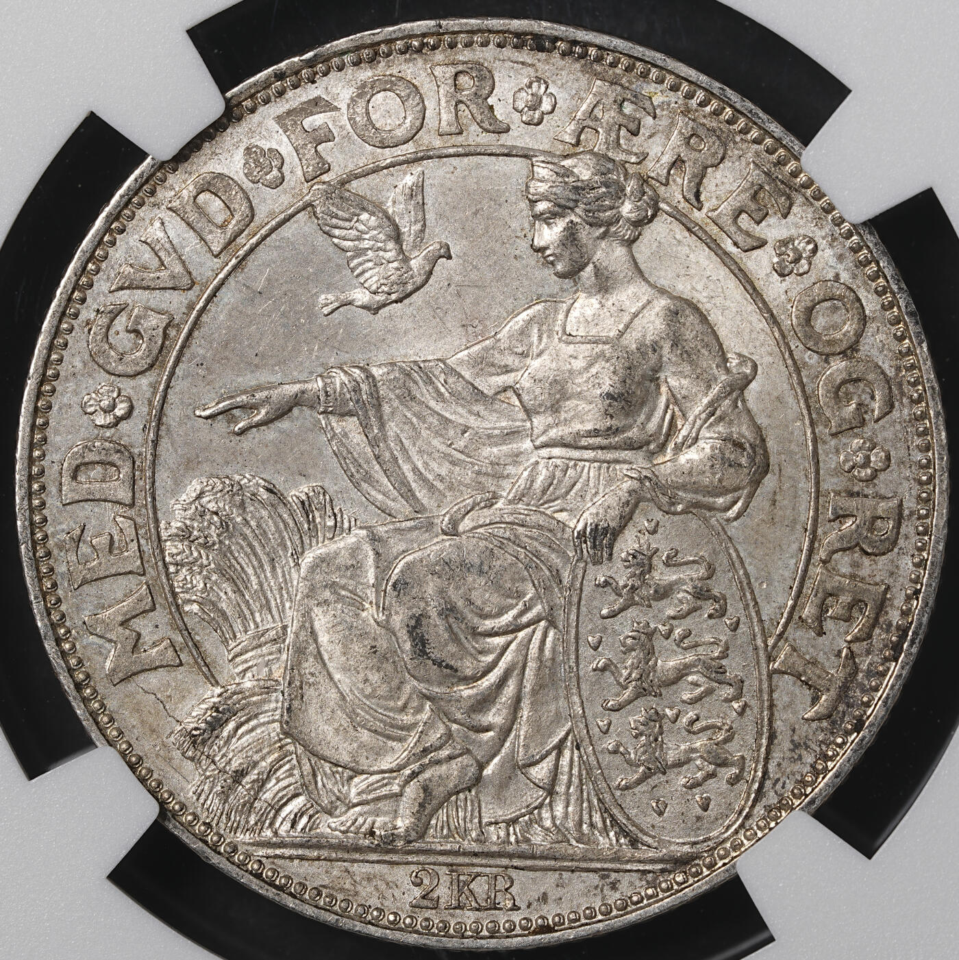 修遠堂世界钱币第五十五期 全场包邮 NGC MS62 1903年丹麦国王登基40周年纪念2克朗银币