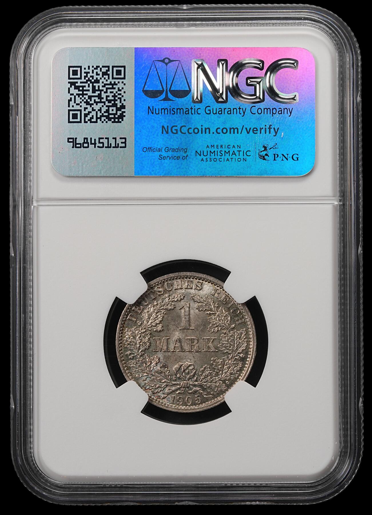 修遠堂世界钱币第五十五期 全场包邮 NGC MS64 1905年德意志第二帝国1马克银币 A厂铭