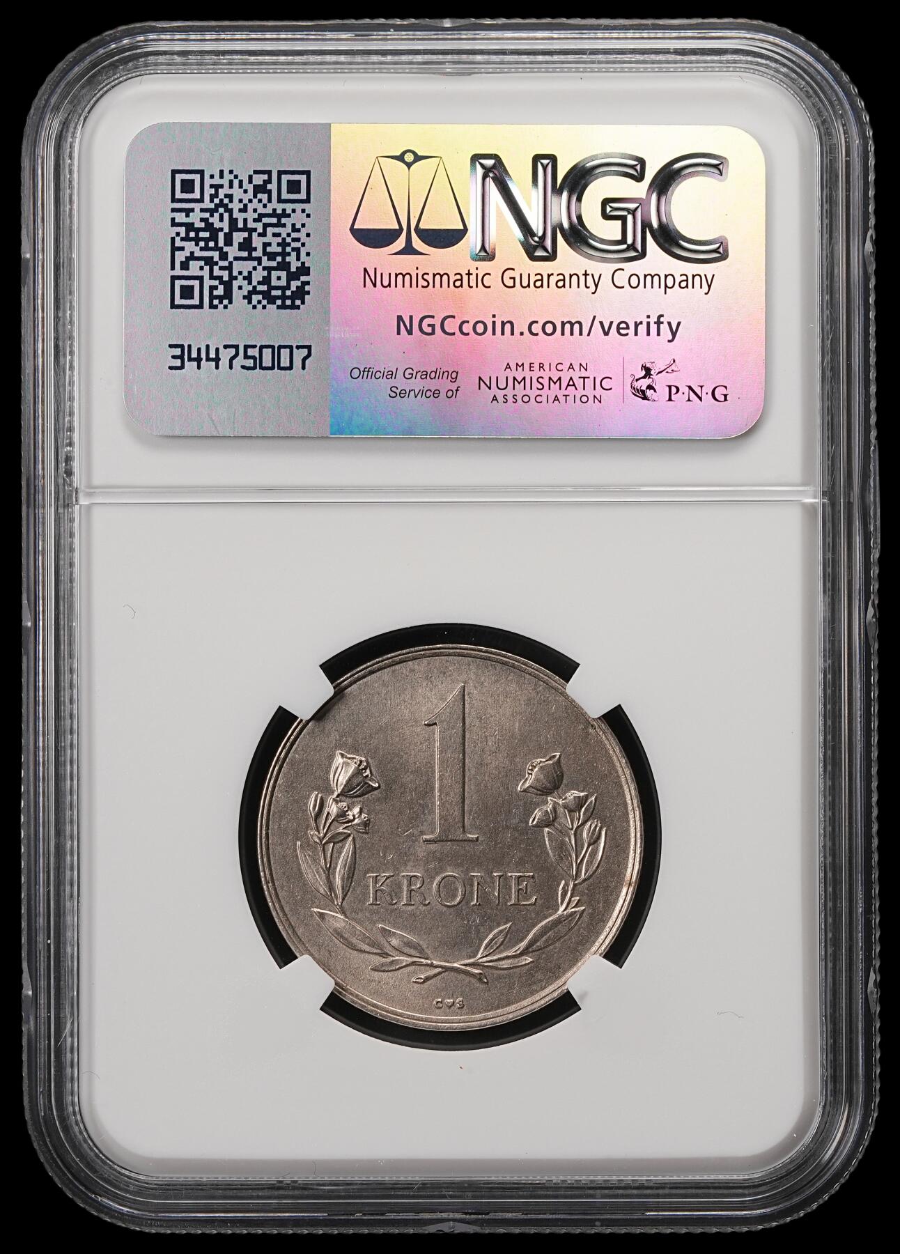 修遠堂世界钱币第五十五期 全场包邮 NGC MS63 1964年格陵兰皇家矿业公司1克朗