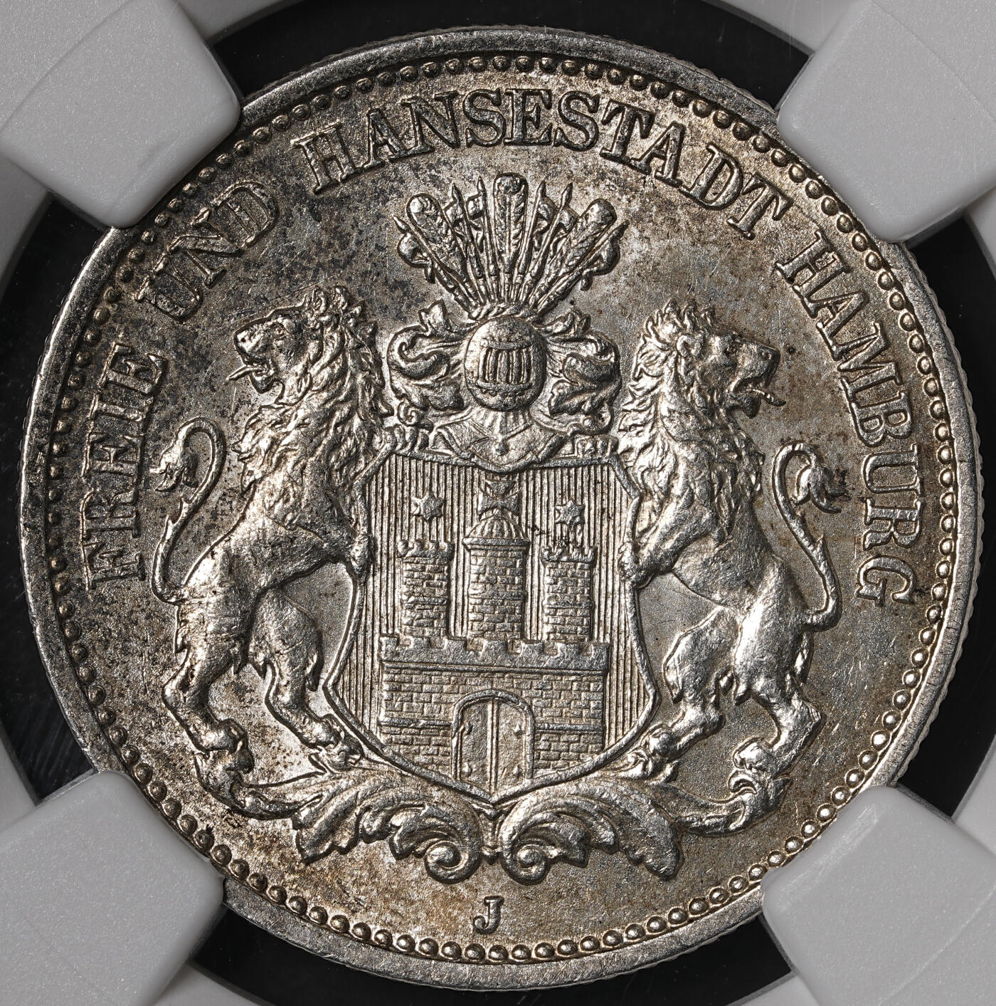 修遠堂世界钱币第五十五期 全场包邮 NGC MS64 1911年汉堡2马克银币 汉堡2马克MS少见价格明显高于3马克