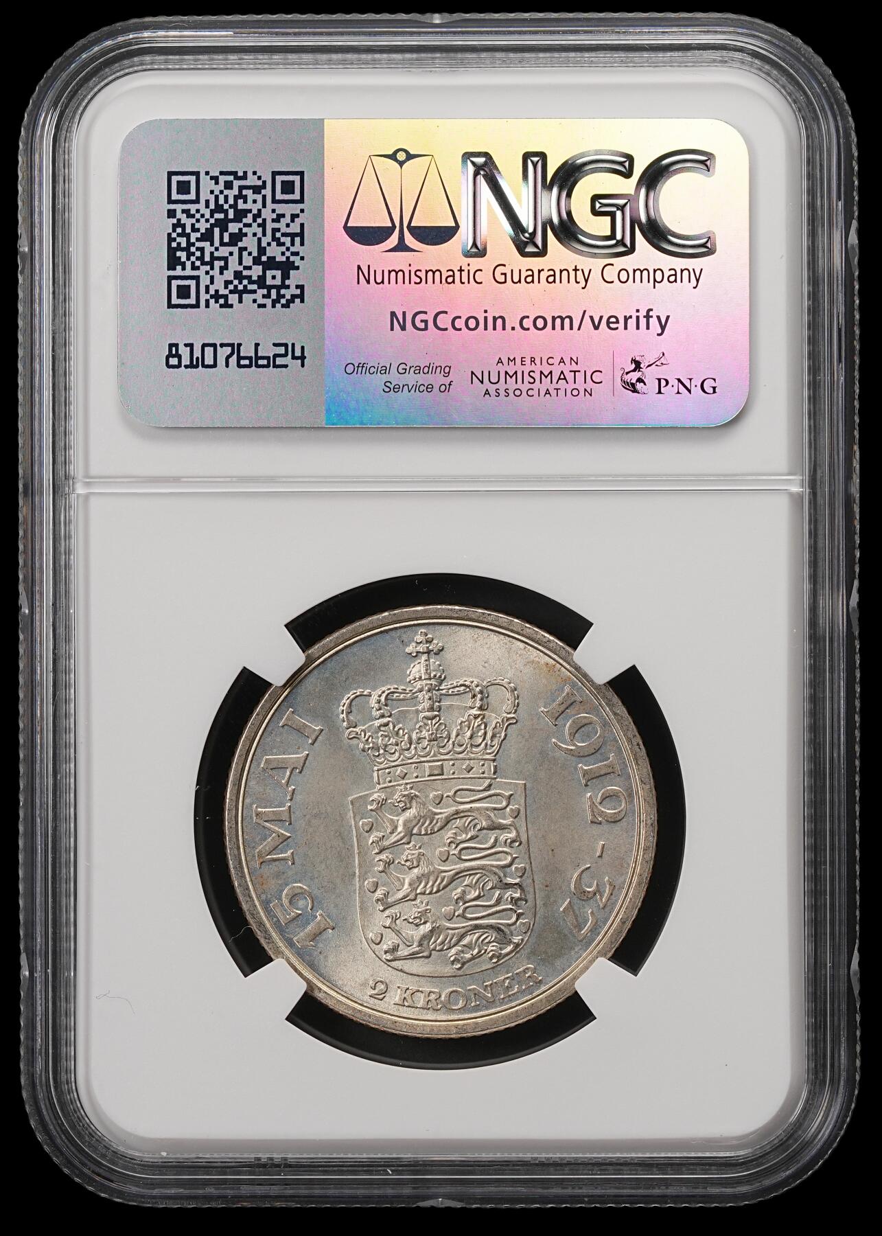 修遠堂世界钱币第五十五期 全场包邮 NGC MS65 1937年丹麦国王登基25周年纪念2克朗银币