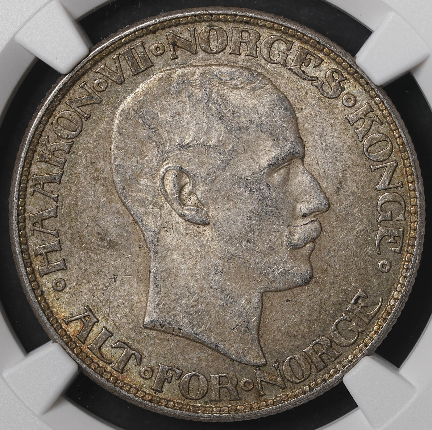修遠堂世界钱币第五十五期 全场包邮 NGC AU58 1917年挪威2克朗银币 挪威老银币都比较少见