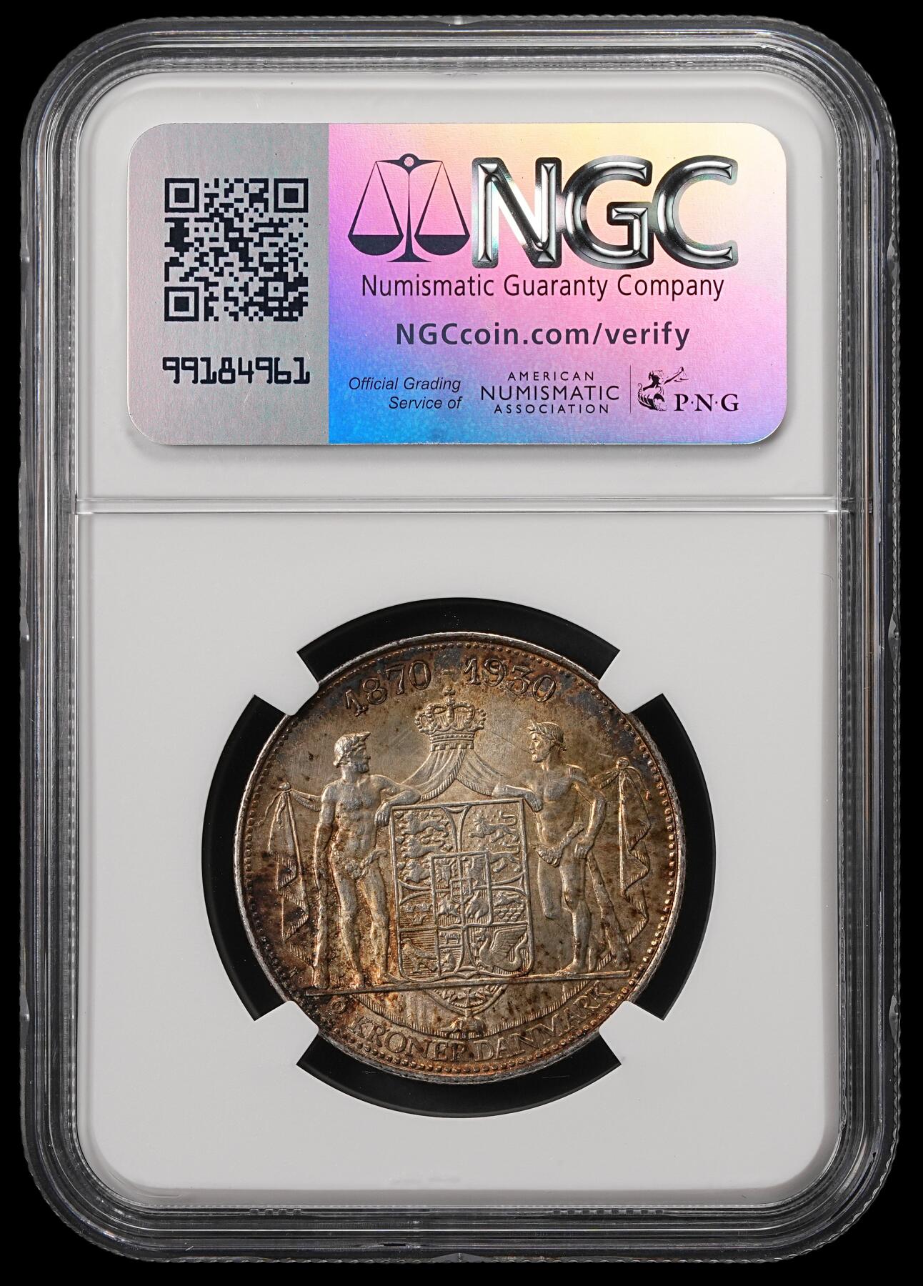 修遠堂世界钱币第五十五期 全场包邮 NGC MS63 1930年丹麦国王60大寿纪念2克朗银币