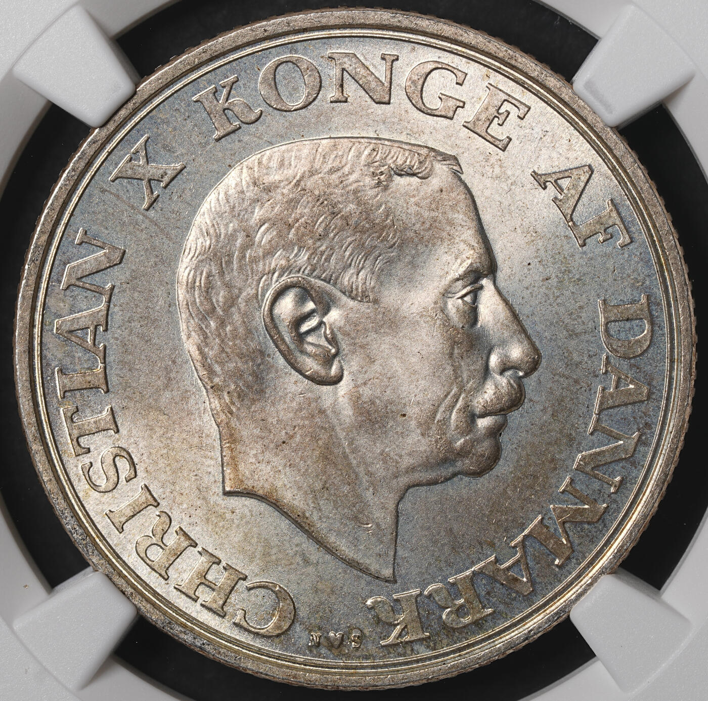 修遠堂世界钱币第五十五期 全场包邮 NGC MS65 1937年丹麦国王登基25周年纪念2克朗银币