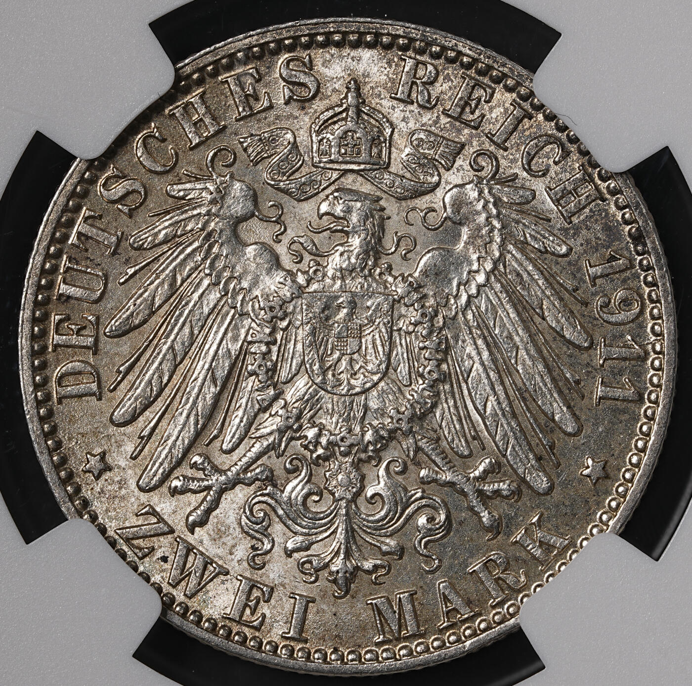 修遠堂世界钱币第五十五期 全场包邮 NGC MS64 1911年汉堡2马克银币 汉堡2马克MS少见价格明显高于3马克
