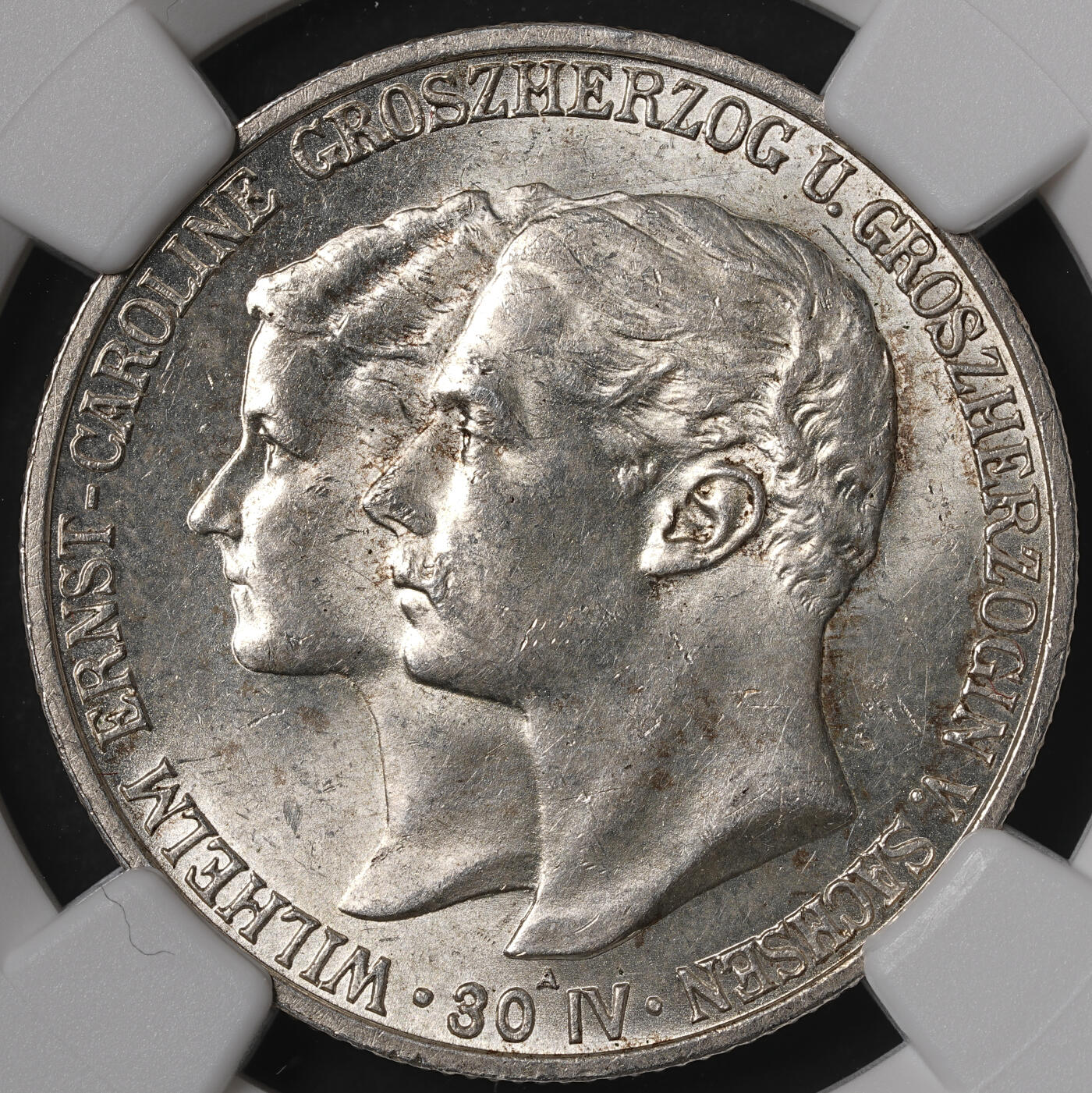 修遠堂世界钱币第五十五期 全场包邮 NGC MS64 1903年萨克森-魏玛-爱森纳赫大公国-大公结婚纪念2马克银币 少见品种 仅铸造4万枚