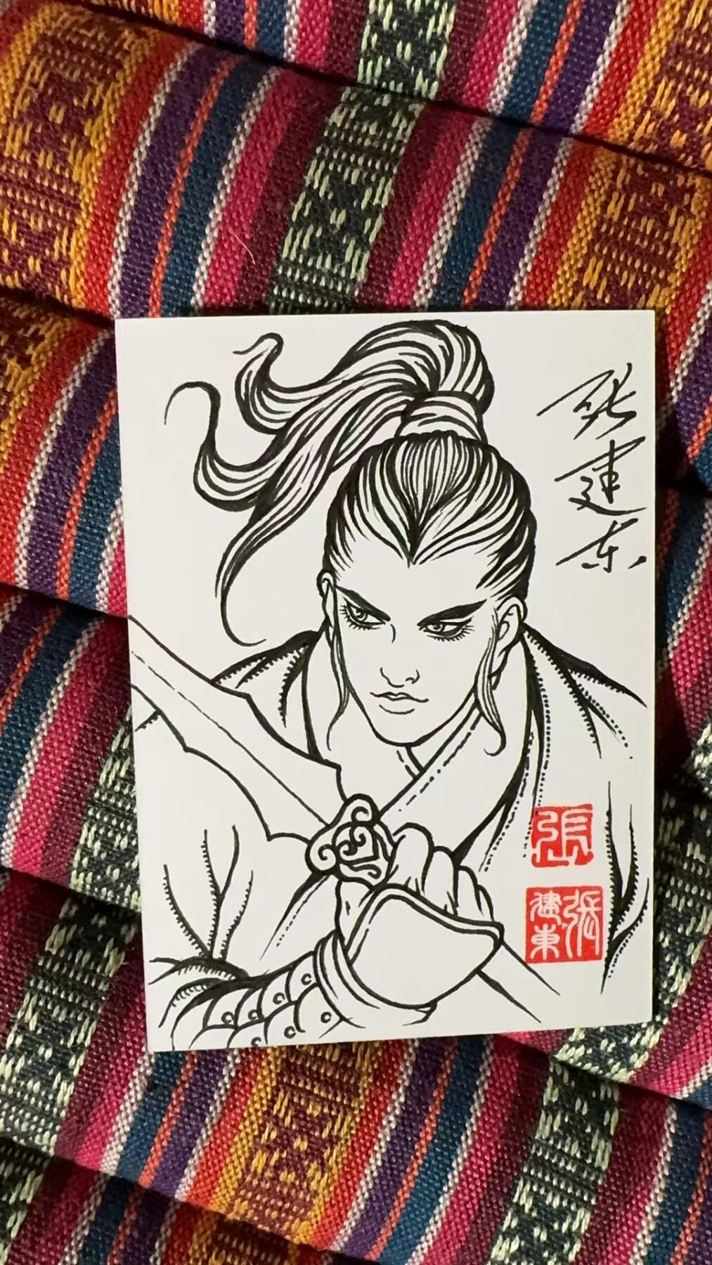 光影卡牌第五期，美女卡，五虎卡，签名卡，绝版卡，收拍品代拍 （亲签卡）张建东亲签手绘卡，五虎上将之赵云，绝版稀有