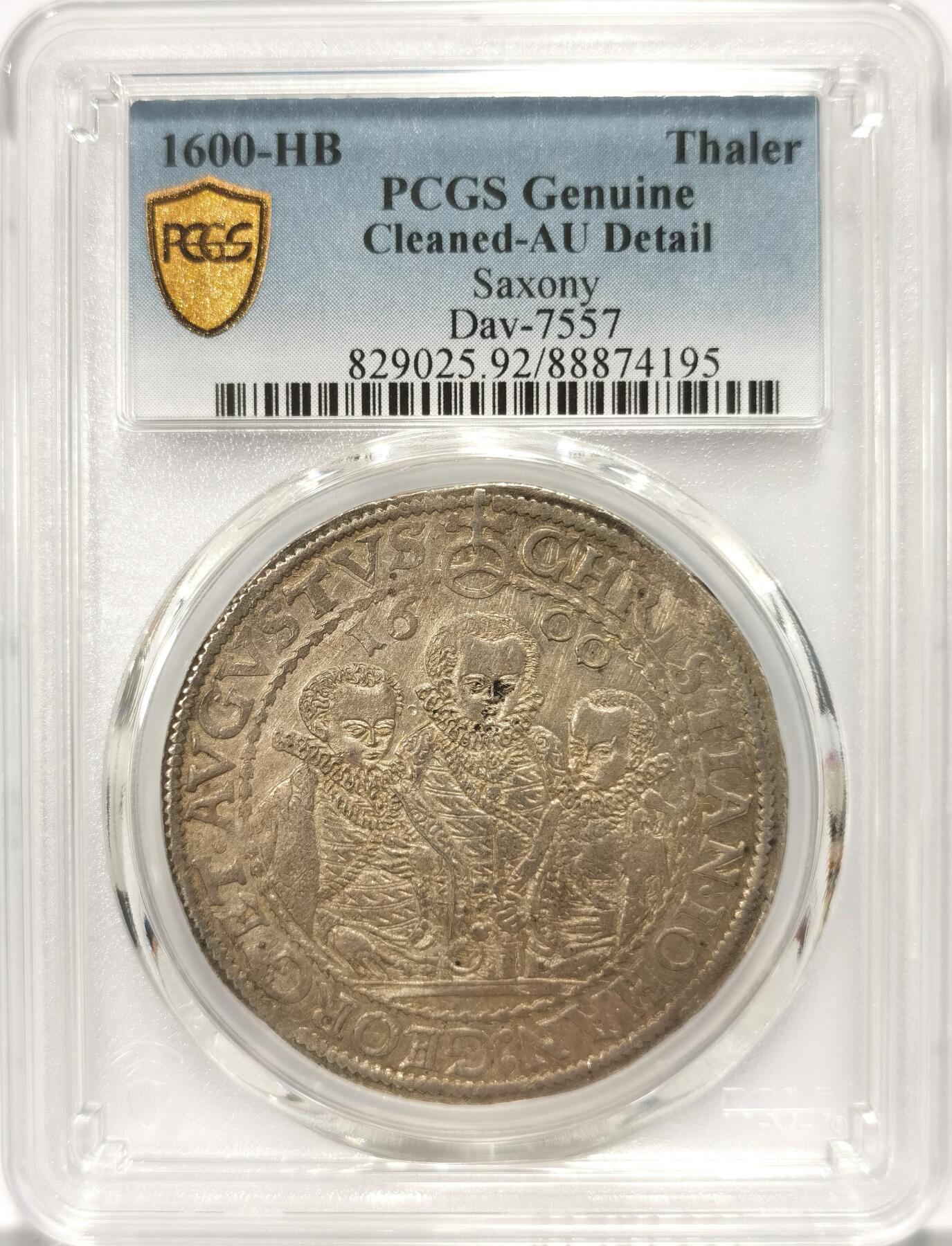 博洋堂世界钱币拍卖第108期（全场包邮） PCGS AU 德国萨克森1600年三兄弟老泰勒，状态很好，这样的品相不多