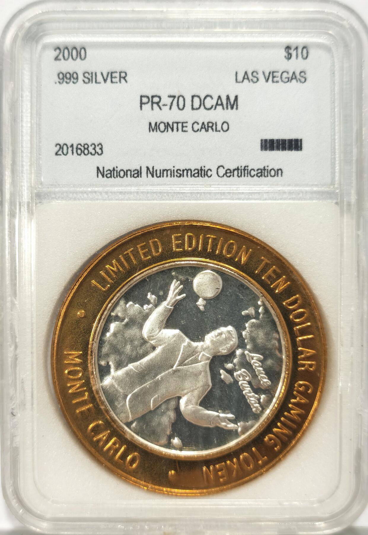 博洋堂世界钱币拍卖第108期（全场包邮） 2000年拉斯维加斯赌城系列纯银纪念币Monte Carlo赌场，重约37g