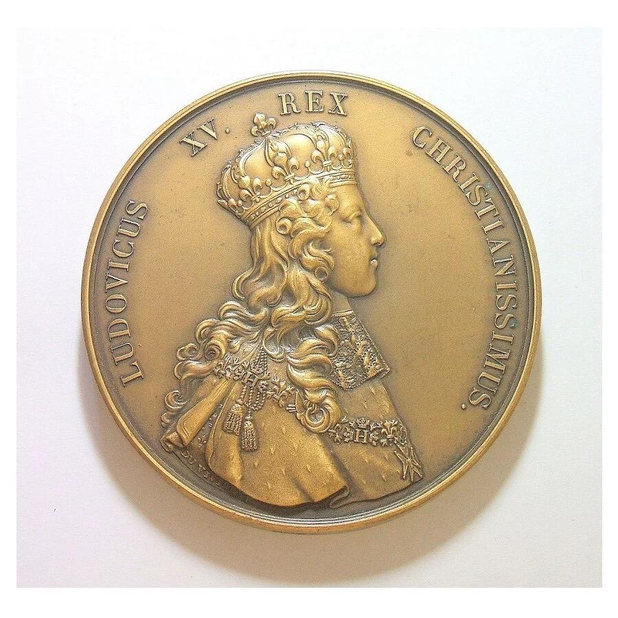 法国1722年 路易十五加冕仪式高浮雕精制超大铜章 72MM 210克