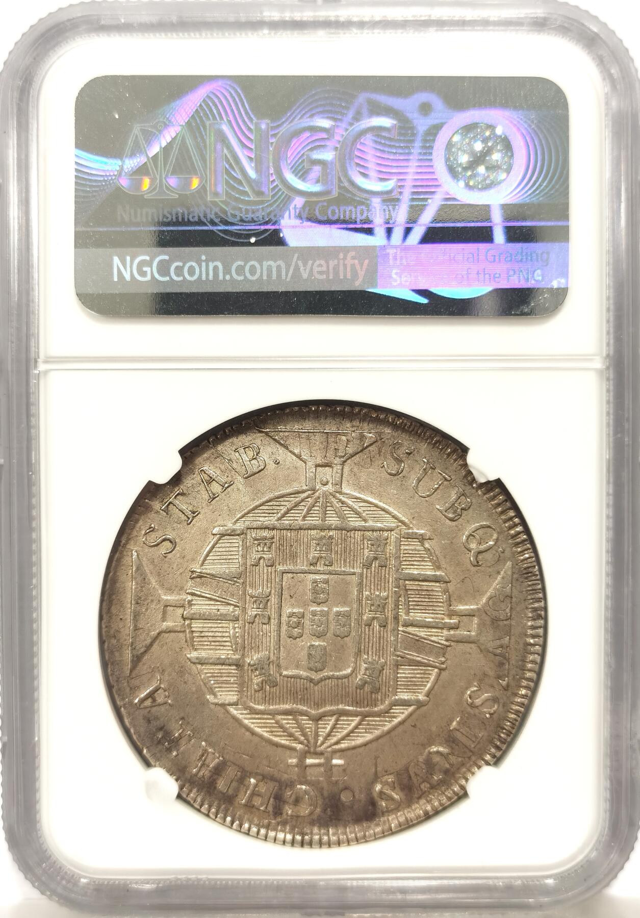 博洋堂世界钱币拍卖第108期（全场包邮） NGC MS61 葡属巴西1819年R版960R地球大银币，原味深打，味道一流，罕见加盖在智利1818年火山银币上，母币关键信息清晰，极为难得的一枚