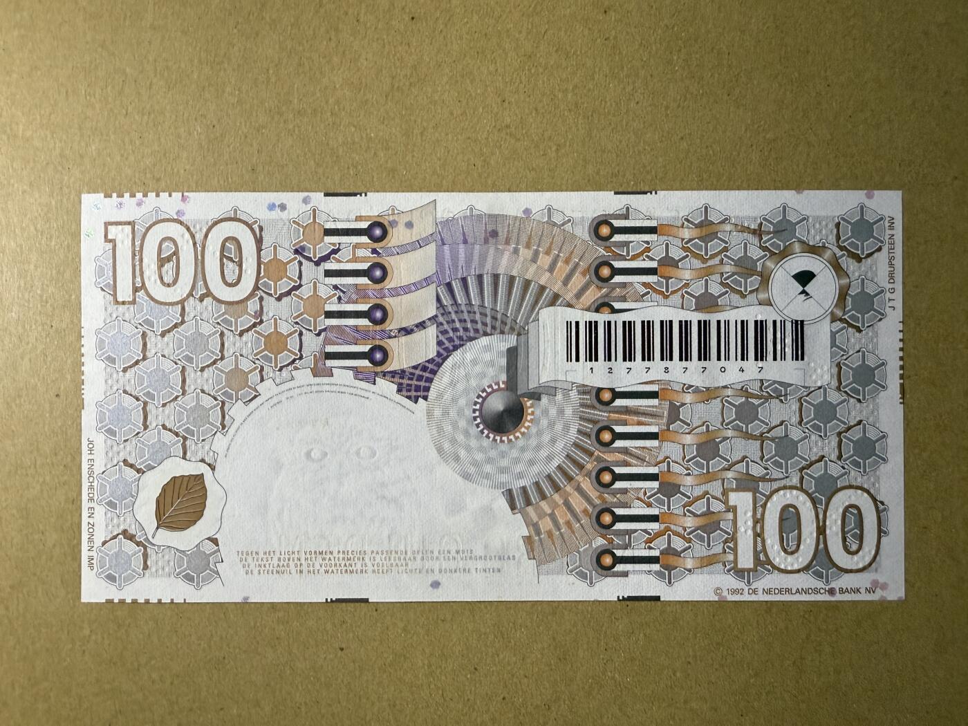 《张总收藏》184期-外币百拍春节前收官 荷兰100盾 UNC 1992年齿轮版