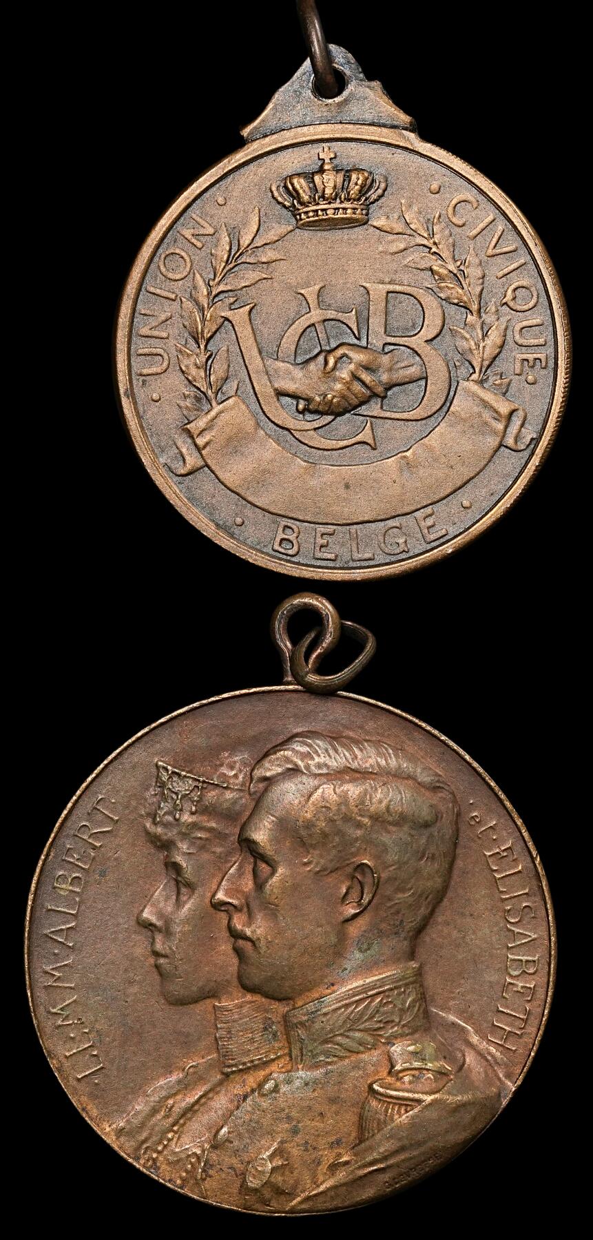 修遠堂世界钱币第五十五期 全场包邮 1916年比利时铜章两枚 35.74g