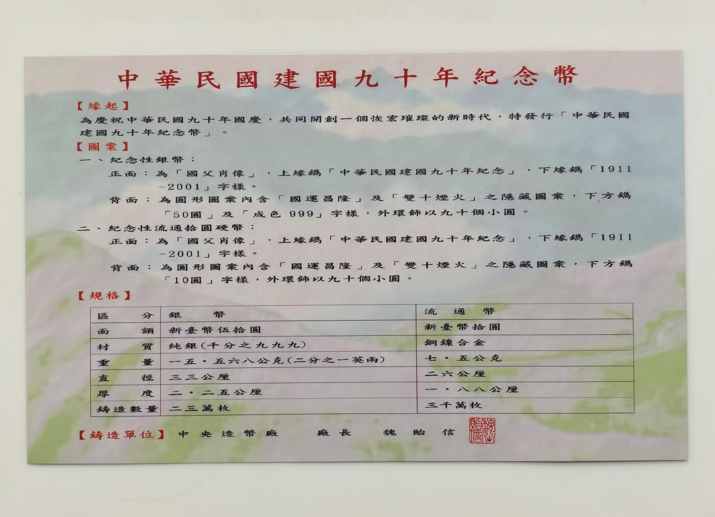 博洋堂世界钱币拍卖第108期（全场包邮） 台湾中华民国90周年纪念套币含银币一枚3套一组