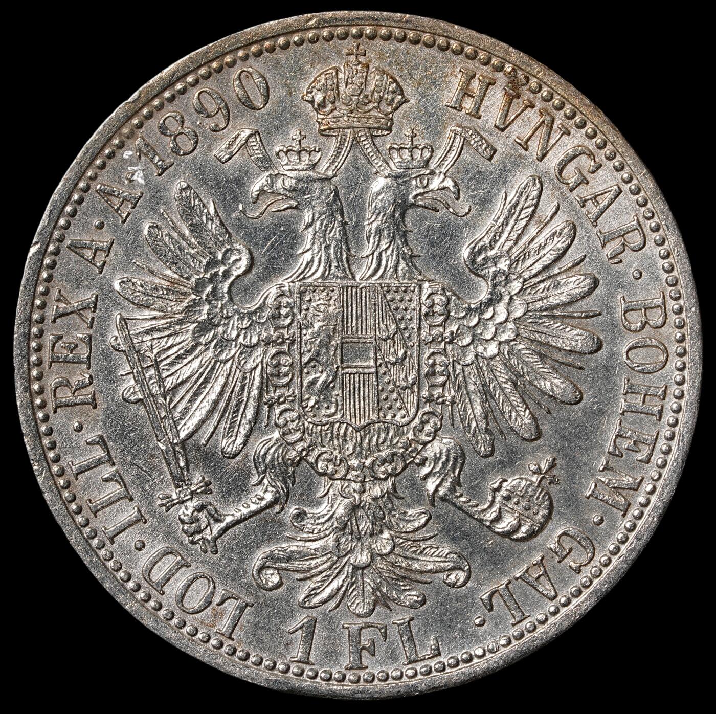 修遠堂世界钱币第五十五期 全场包邮 1890年奥匈帝国1弗罗林银币 12.35g