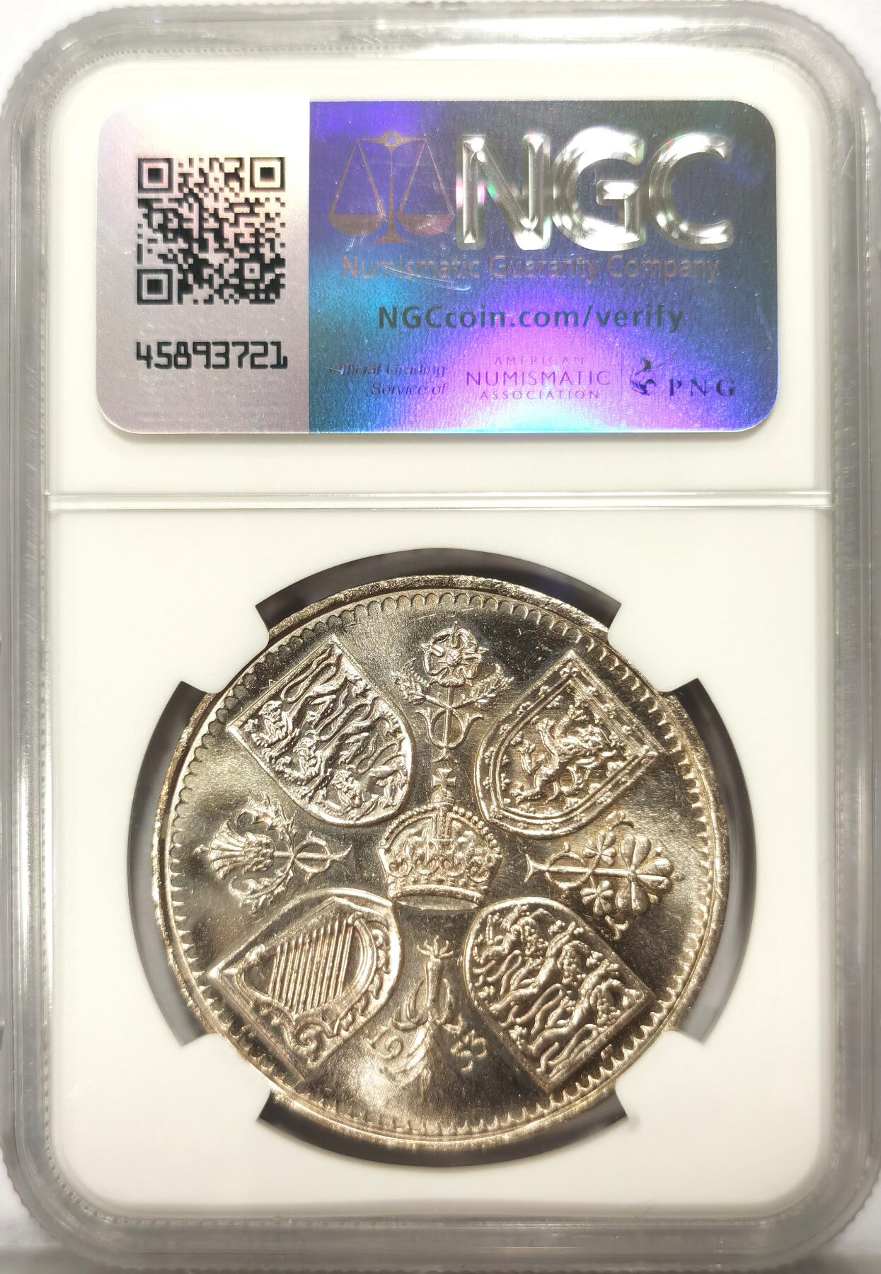 博洋堂世界钱币拍卖第108期（全场包邮） NGC MS65 英国1953年伊丽莎白二世登基纪念克朗