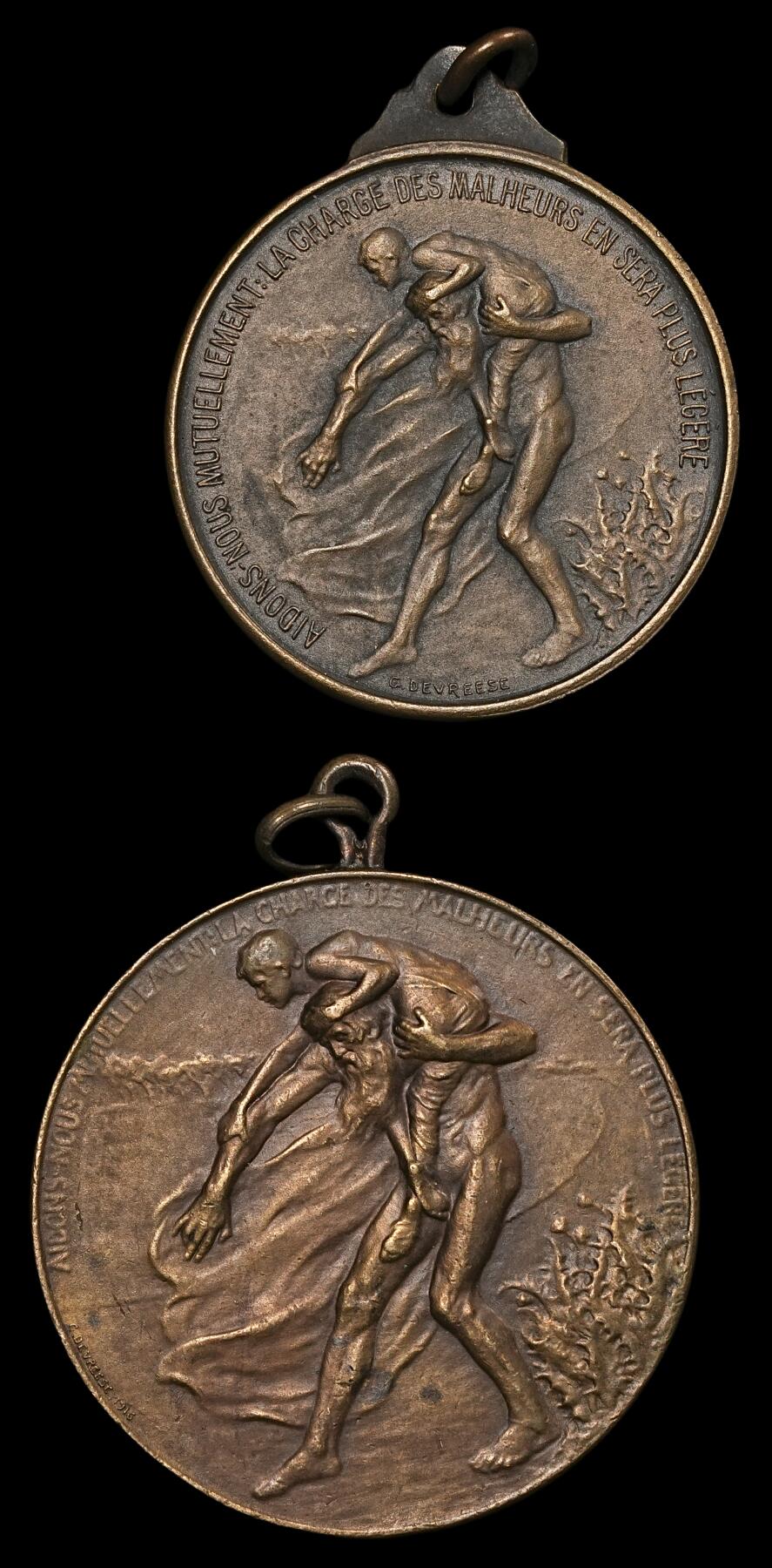 修遠堂世界钱币第五十五期 全场包邮 1916年比利时铜章两枚 35.74g