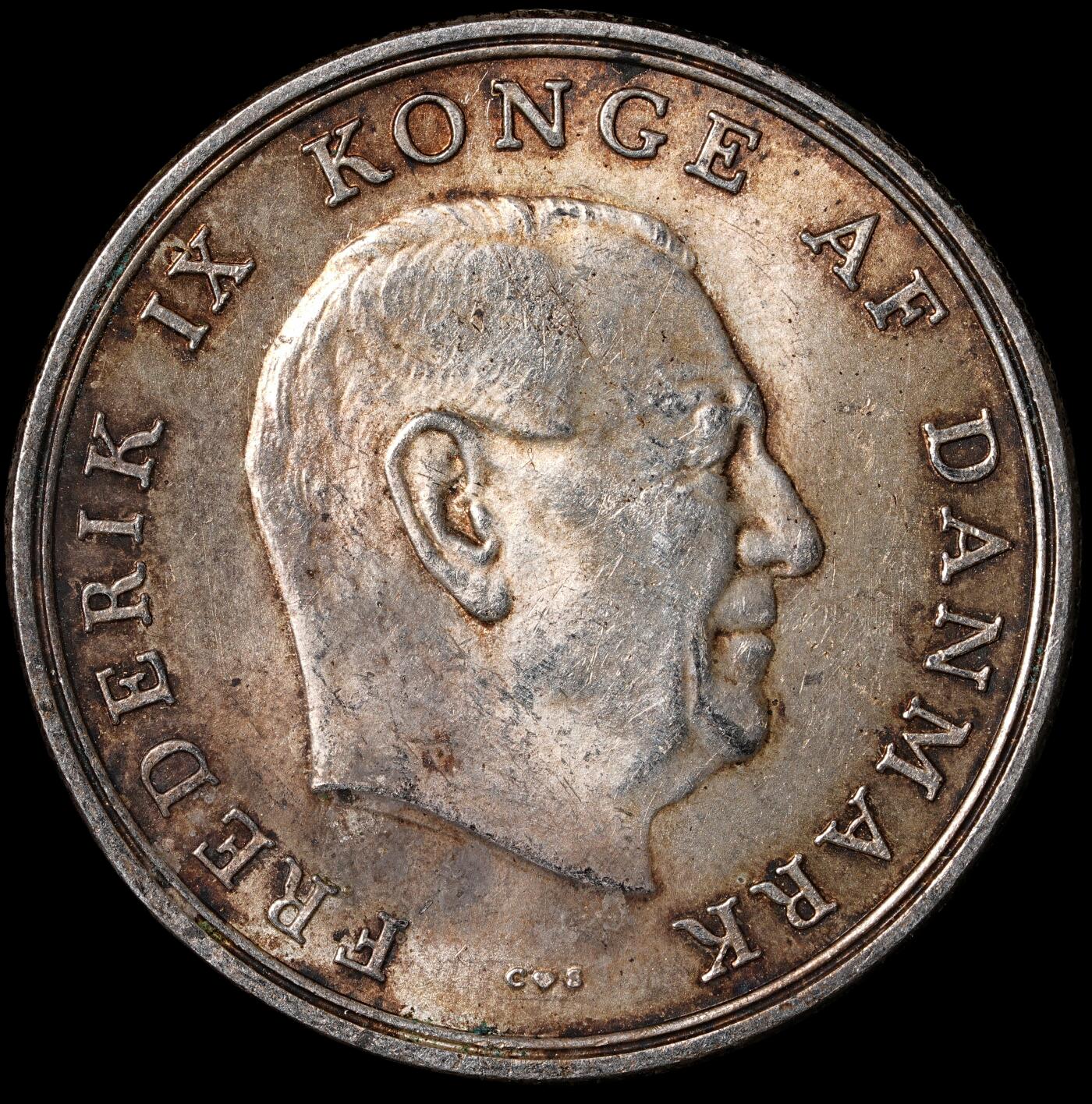 修遠堂世界钱币第五十五期 全场包邮 1964年丹麦安妮公主结婚纪念5克朗银币 17g，含银80%