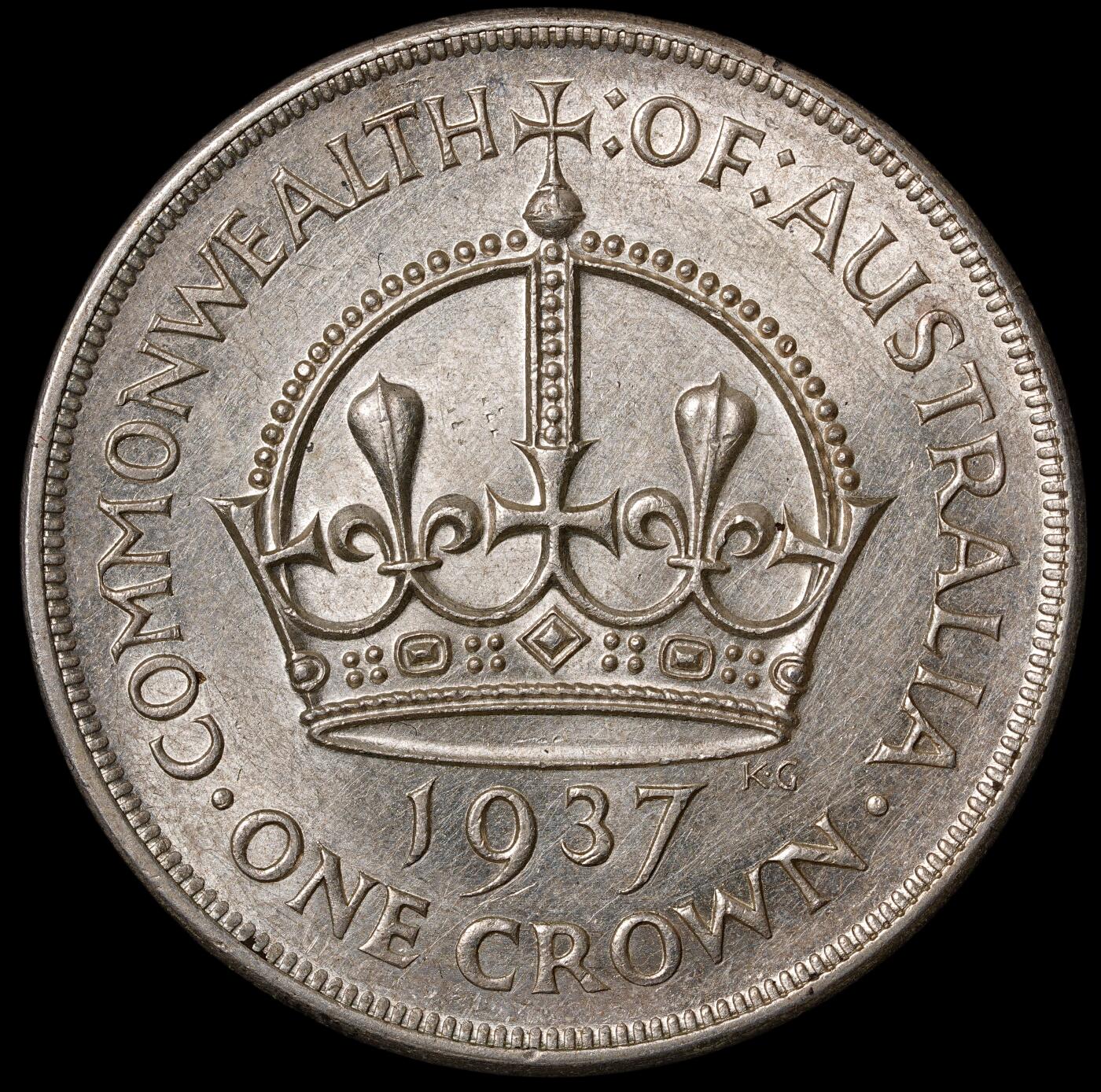 修遠堂世界钱币第五十五期 全场包邮 1937年澳大利亚1克朗大银币 28.27g