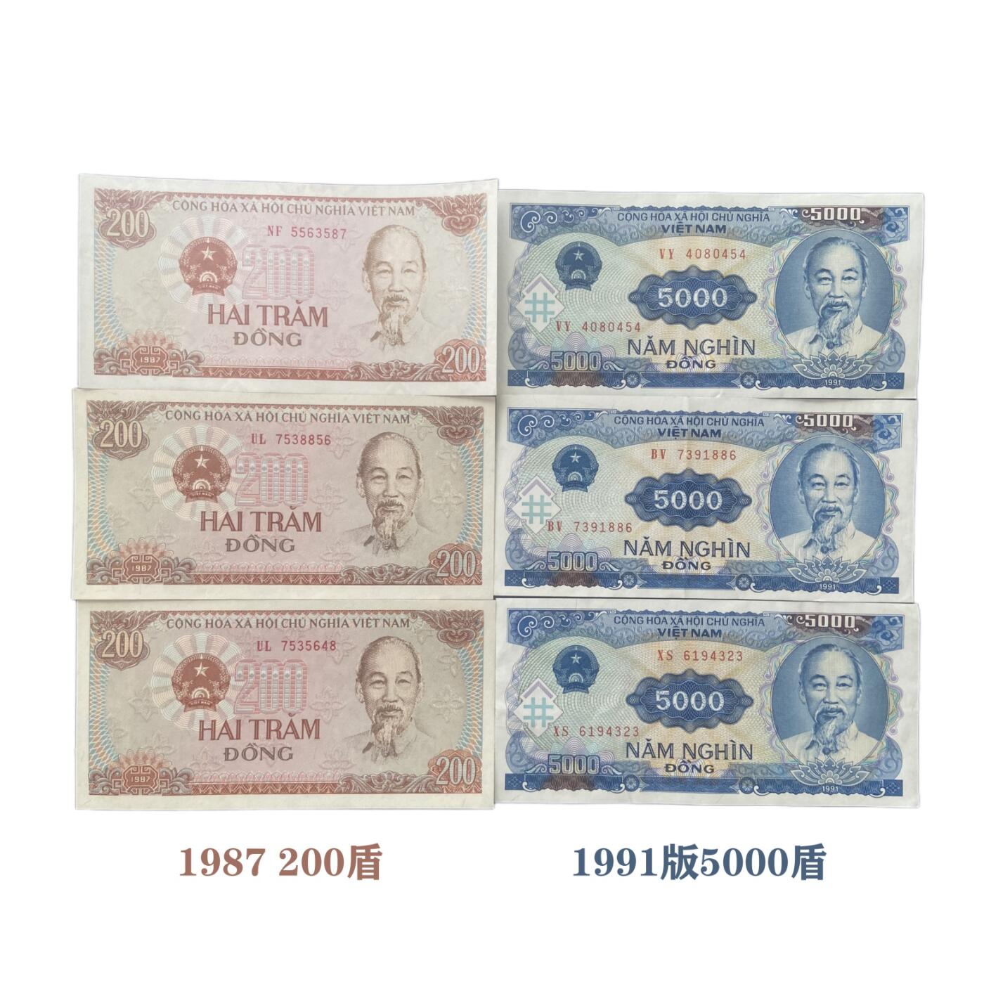 1987-1991越南盾6张