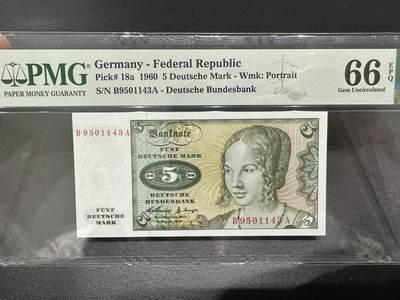 《外钞收藏家》第四百七十三期 - 1960年德国5马克 PMG66