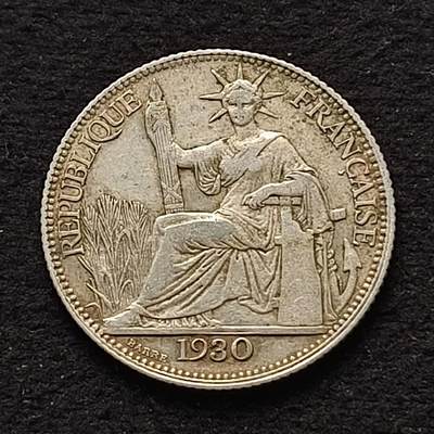 0起1加再包邮-纯粹捡漏拍-394银币散币场 - 法属印支1930年20分小坐洋银币