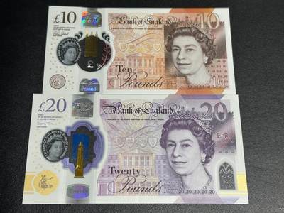 《外钞收藏家》第四百七十五期 - 英国女王塑料钞10、20镑 两张一起 全新UNC