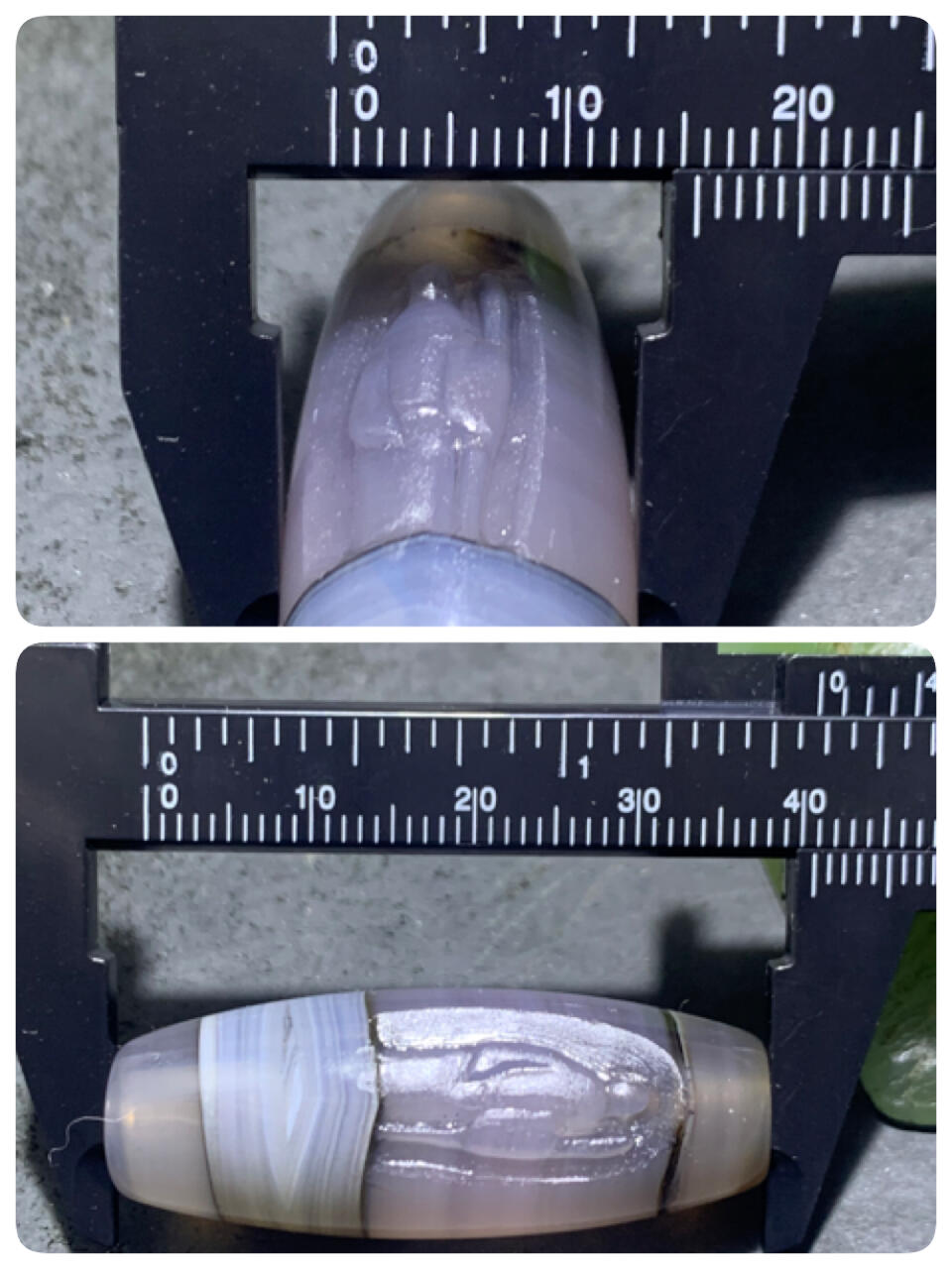 精美亚光高玉化天眼纹缠丝玛瑙手工俏色巧雕苦修人意境桶珠一个！